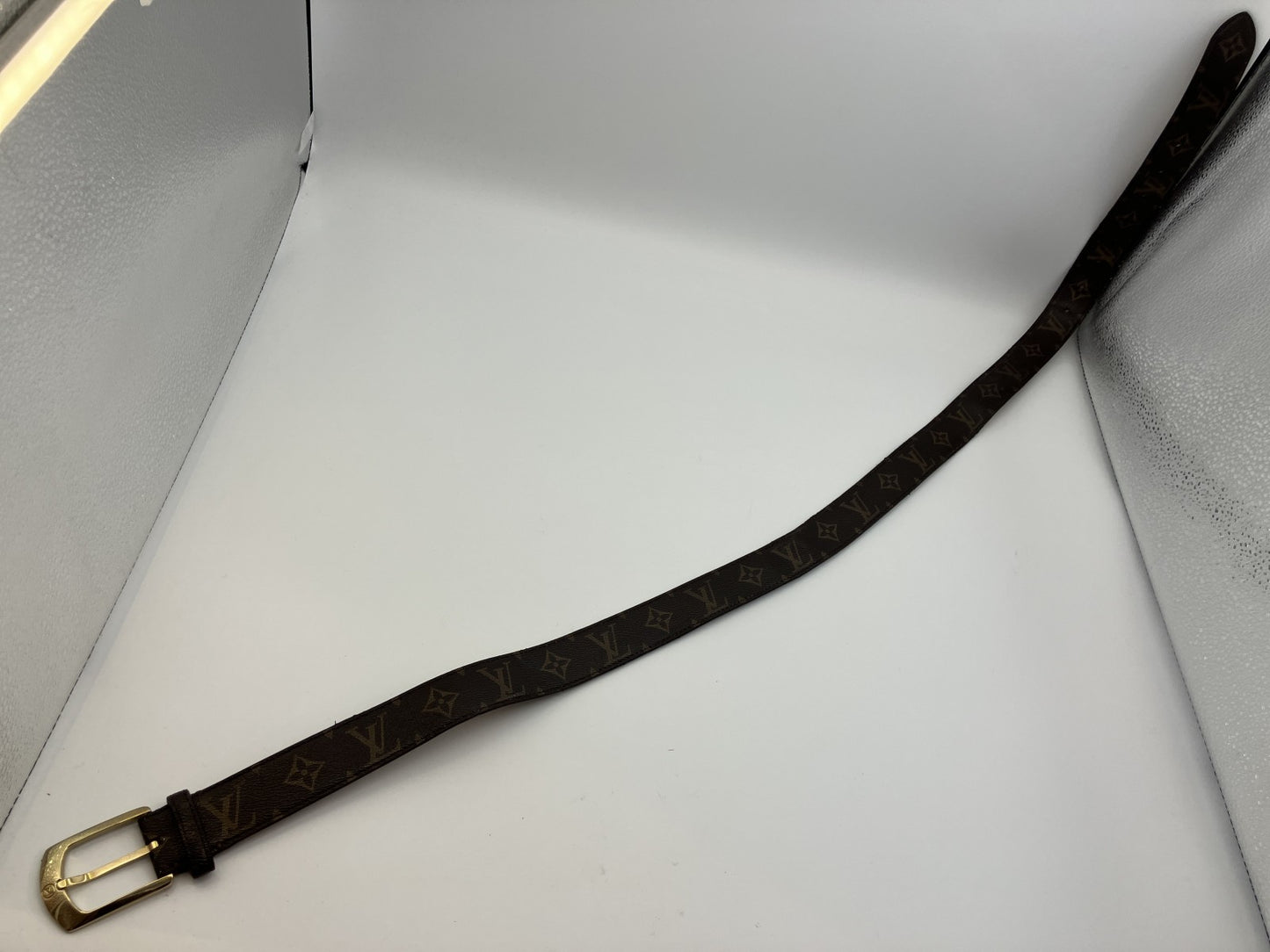 Louis Vuitton Monogram Belt Size 100/40 Total 117cm Brown Leather Gold Buckle