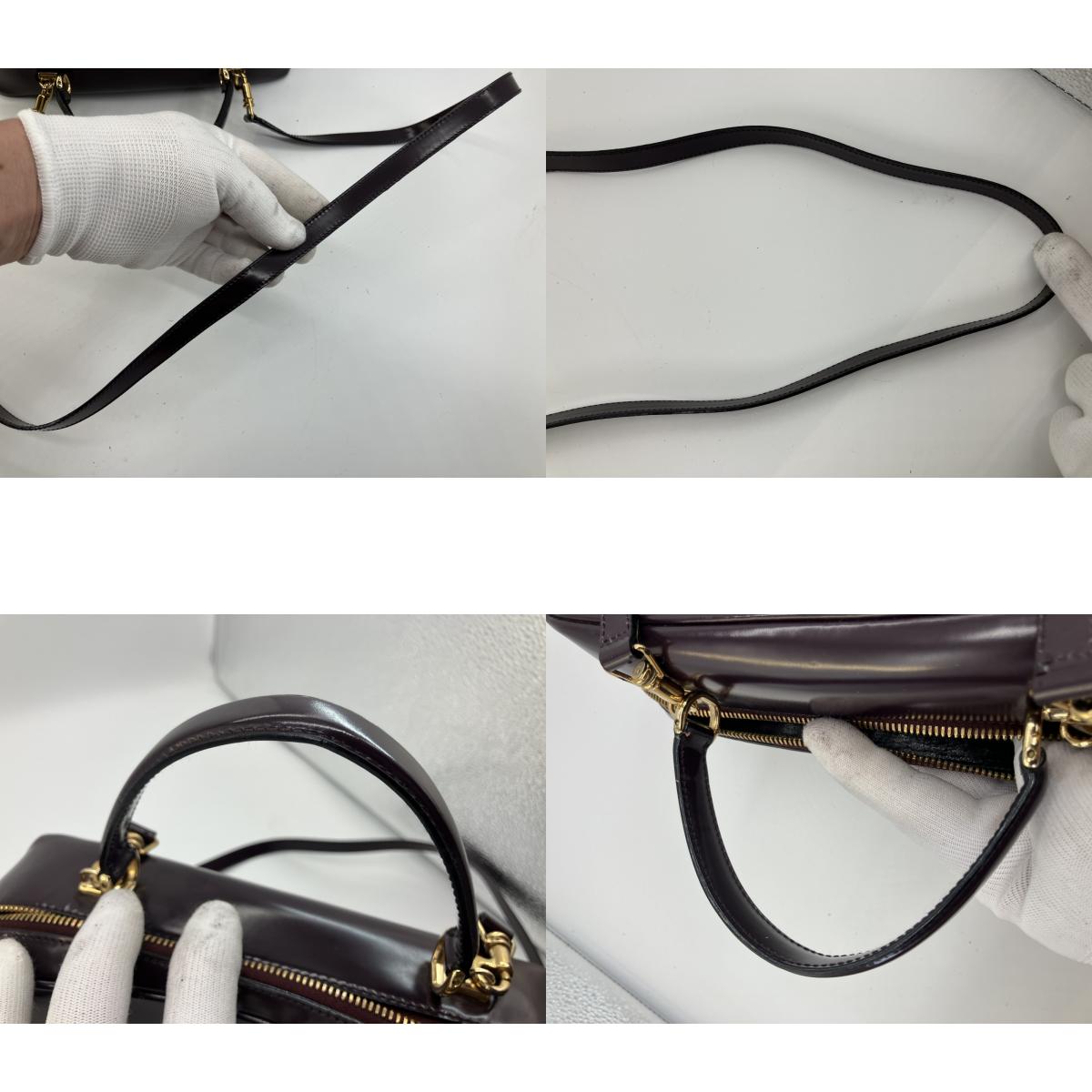 Gucci Vintage Burgundy Leather 2Way Shoulder Hand Bag Bamboo Italy