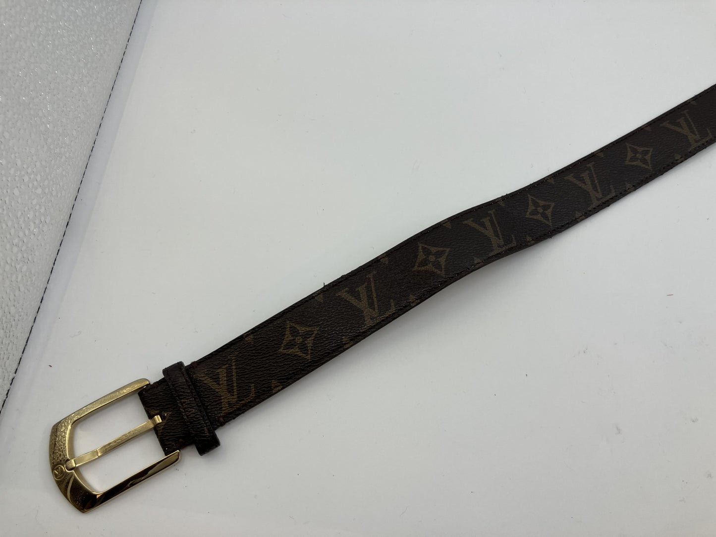 Louis Vuitton Monogram Belt Size 100/40 Total 117cm Brown Leather Gold Buckle