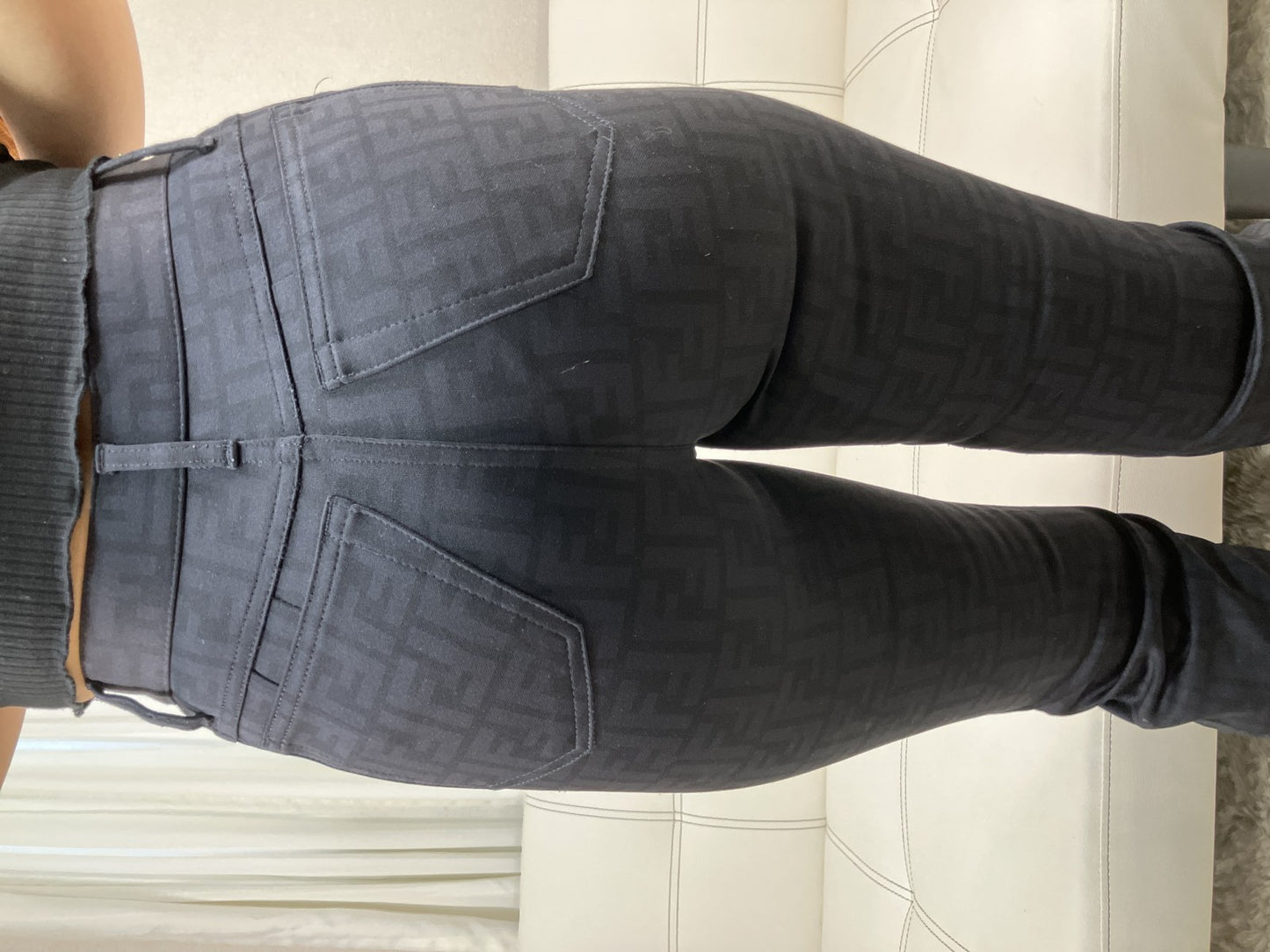 FENDI Jeans Zucca FF Monogram Stretch Pants Black Italy Womens 27