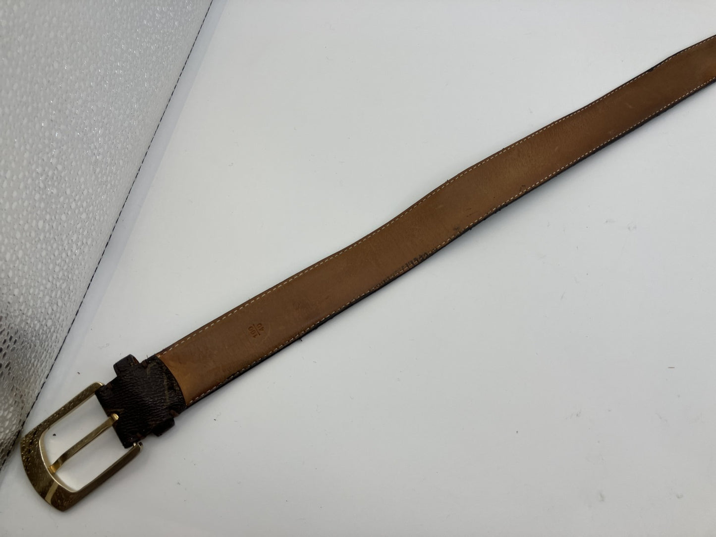 Louis Vuitton Monogram Belt Size 100/40 Total 117cm Brown Leather Gold Buckle