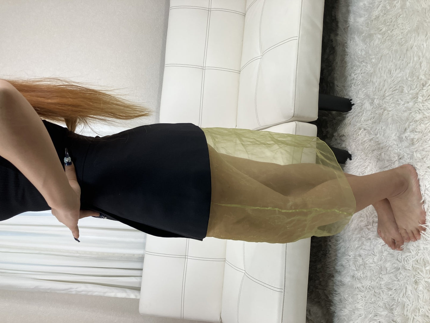 UNDERCOVER Sheer Organza Skirt Green Side Zip Japan Size 1 Womens