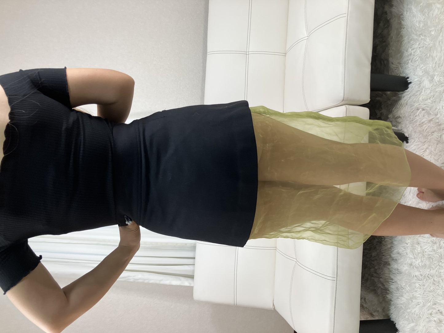 UNDERCOVER Sheer Organza Skirt Green Side Zip Japan Size 1 Womens