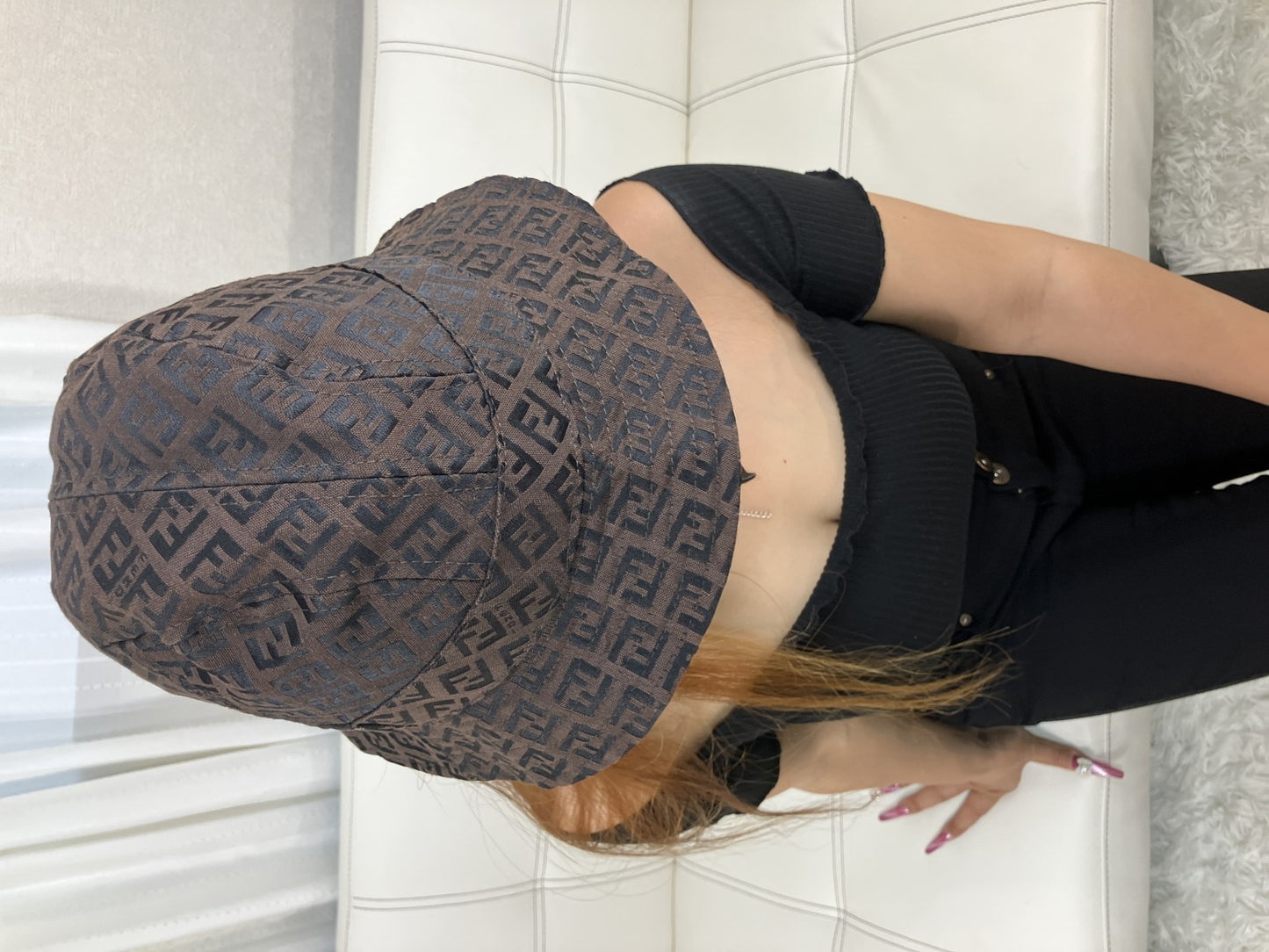 FENDI Zucca FF Monogram Bucket Hat Brown Black M Made in Italy