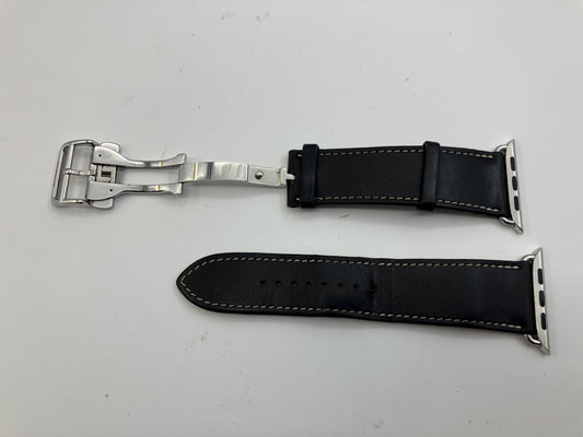 HERMES Apple Watch Genuine Leather Band Black 42 44 45mm Compatible Authentic Boxed