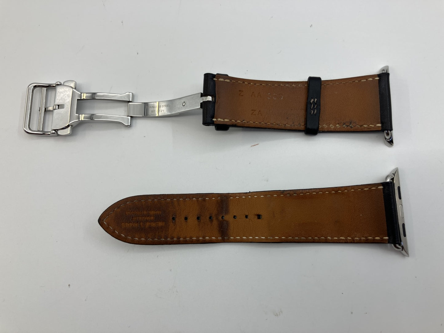 HERMES Apple Watch Genuine Leather Band Black 42 44 45mm Compatible Authentic Boxed