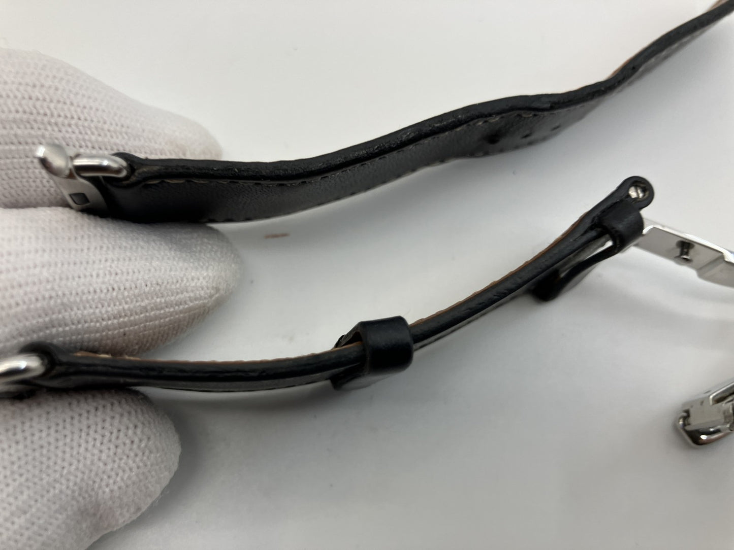 HERMES Apple Watch Genuine Leather Band Black 42 44 45mm Compatible Authentic Boxed