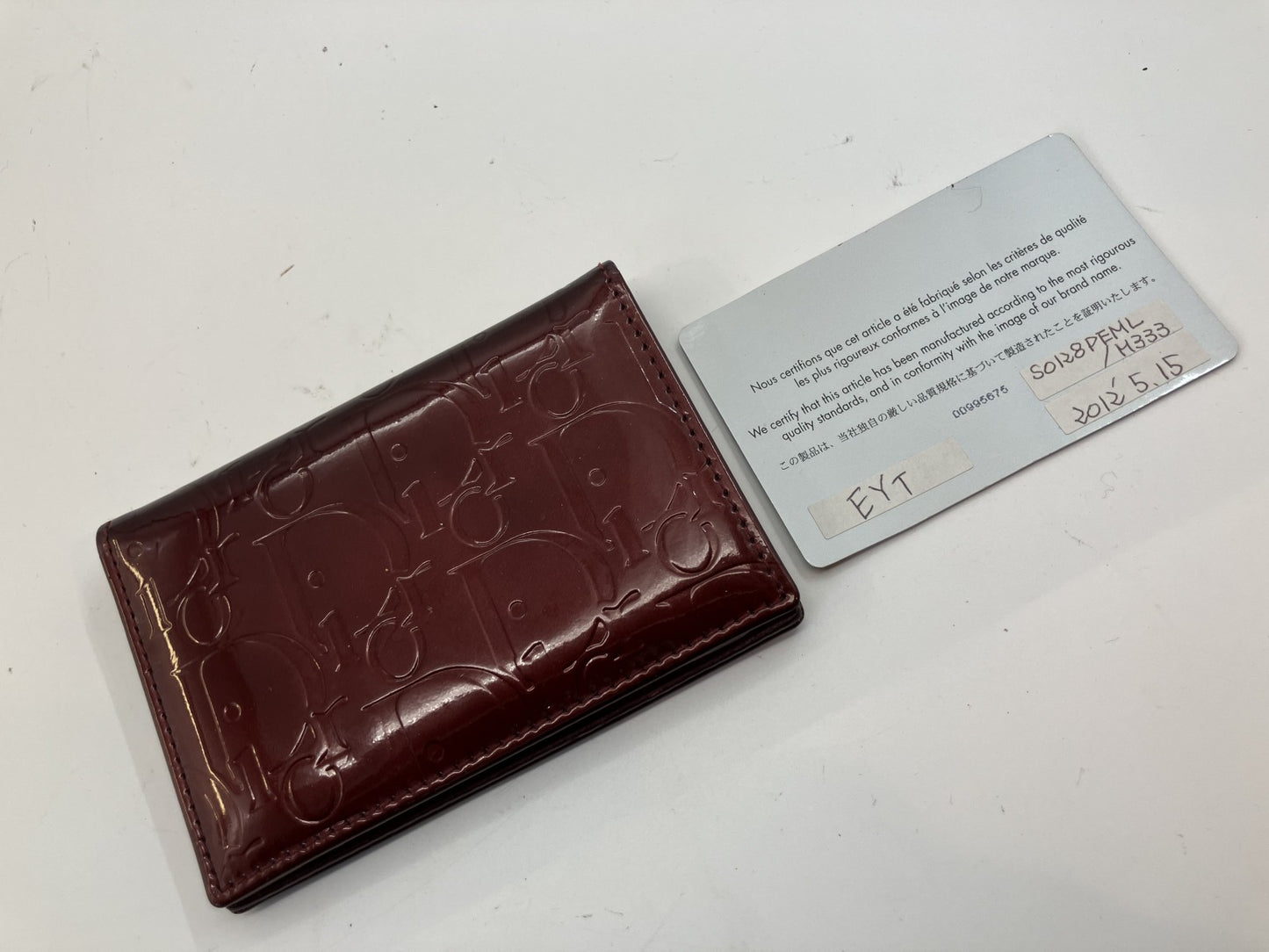 Dior エナメル パスケース カードケース 名刺入れ 定期入れ ギャランテイ ワインレッド 送料無料