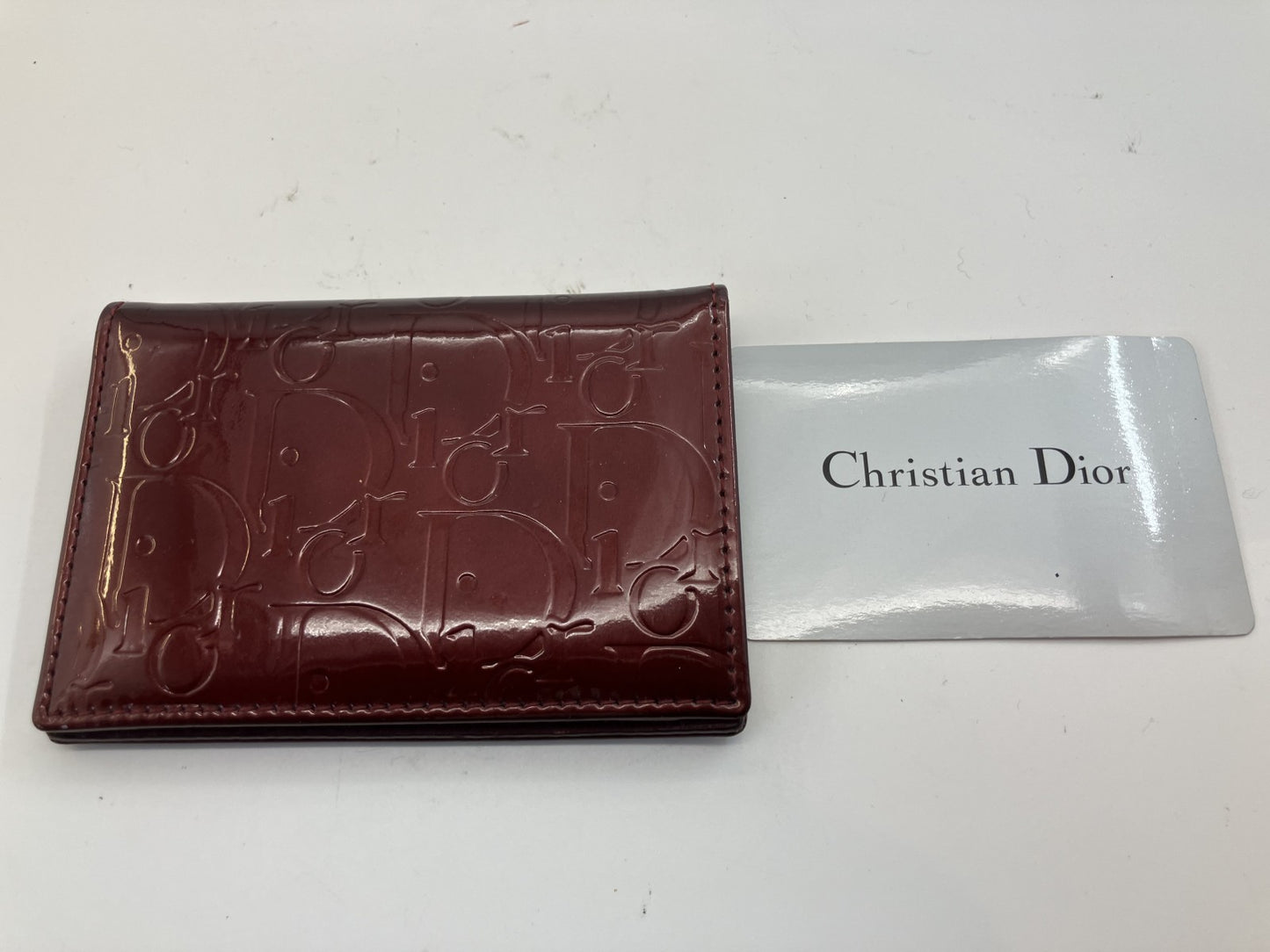 Dior enamel pass case, card case, business card case, commuter pass case, guarantee, wine red, free shipping 