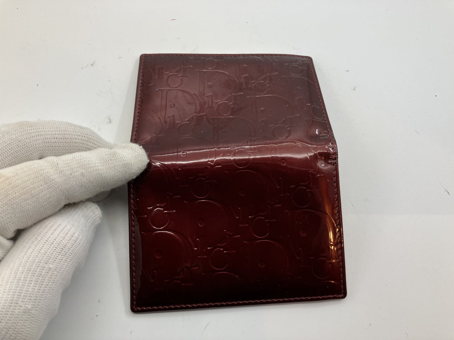 Dior エナメル パスケース カードケース 名刺入れ 定期入れ ギャランテイ ワインレッド 送料無料