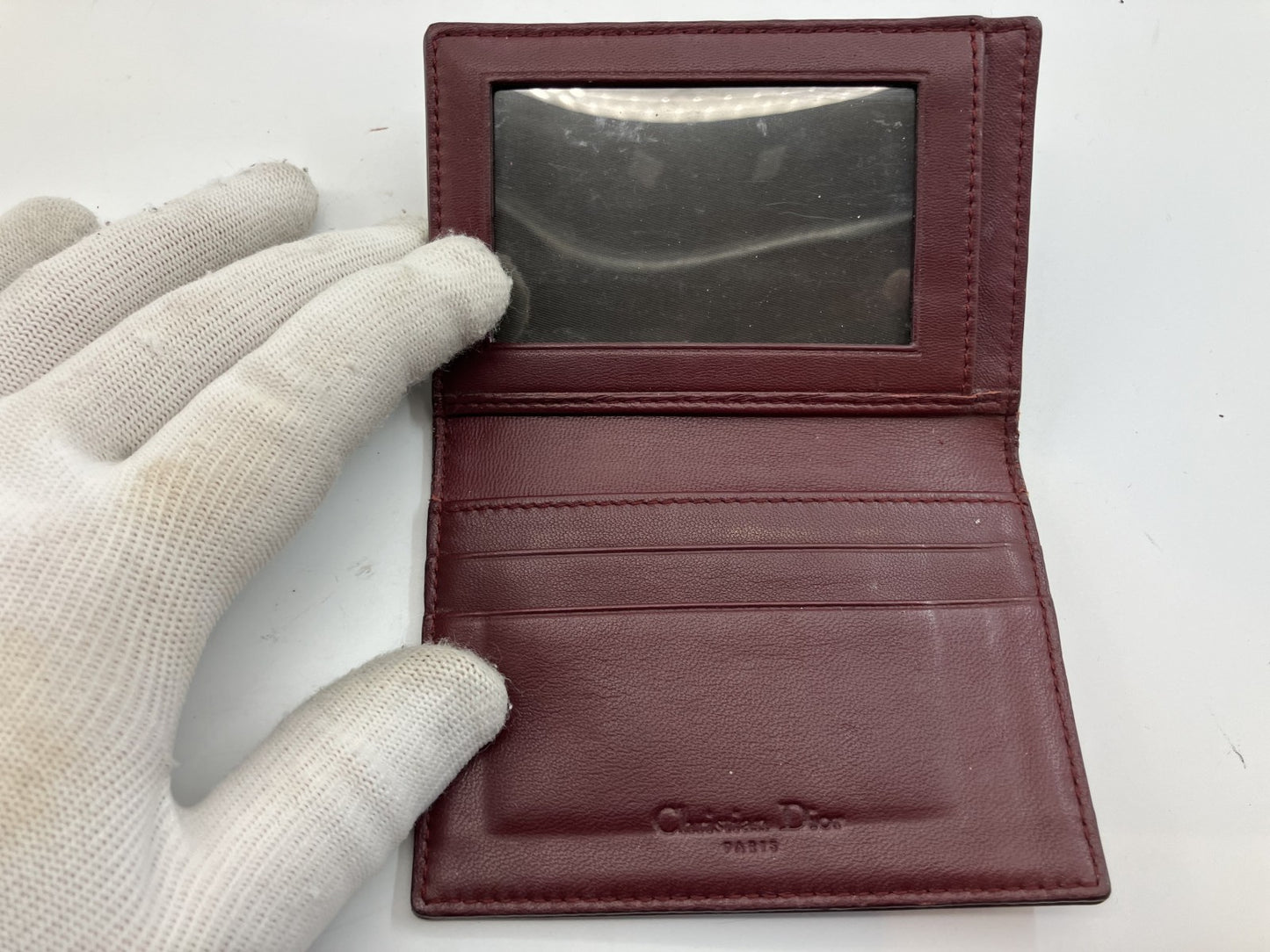 Dior エナメル パスケース カードケース 名刺入れ 定期入れ ギャランテイ ワインレッド 送料無料