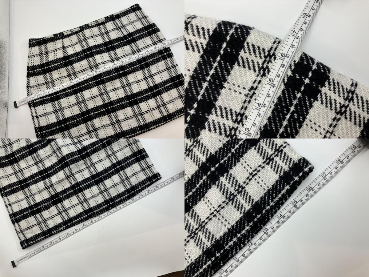 EGOIST Tweed Check Pattern Mini Skirt Size S Black and white monotone / Lined / Side zipper closure /