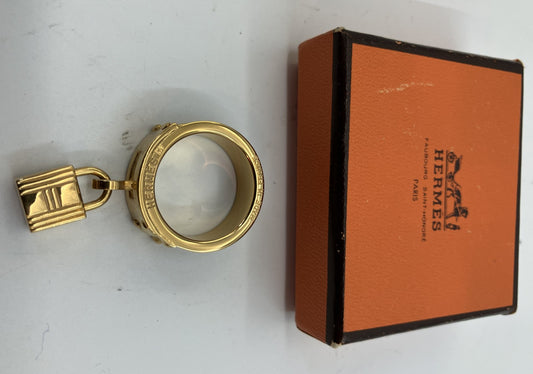 HERMES Scarf Ring Kelly Gold x Navy Box included Free shipping 