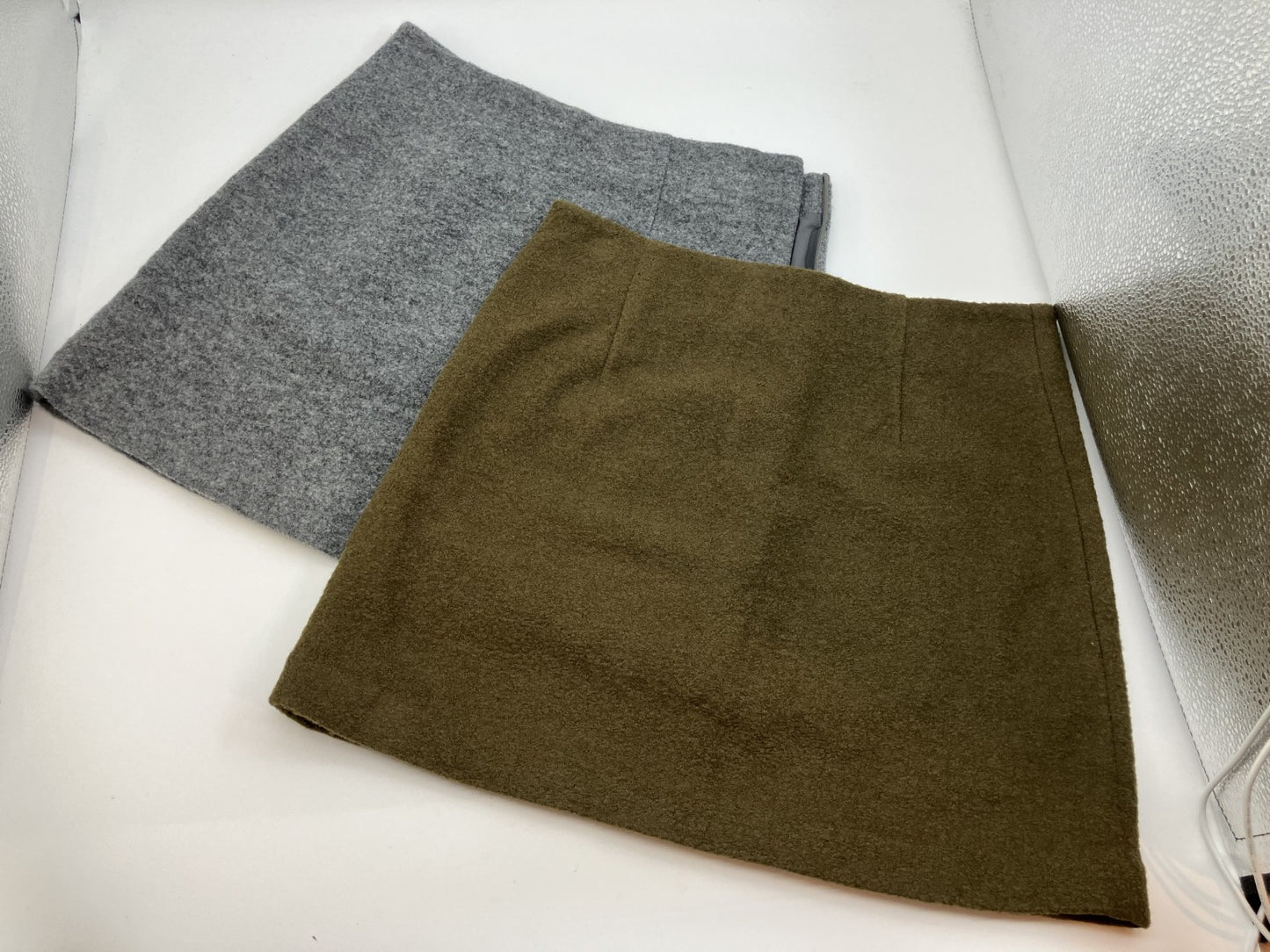 Ron Herman RHC Mini Skirt Wool Blend Knit 2-Piece Set (Khaki & Gray) XS Size Total Length 15"