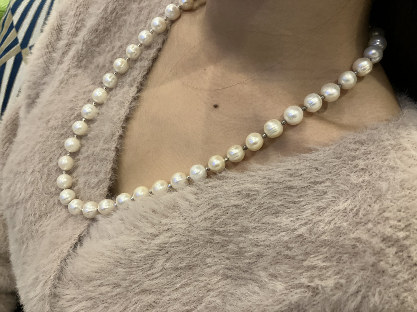 Cultured Pearl Necklace Bracelet 10–11mm Silver 925 Clasp 95.9g With Box