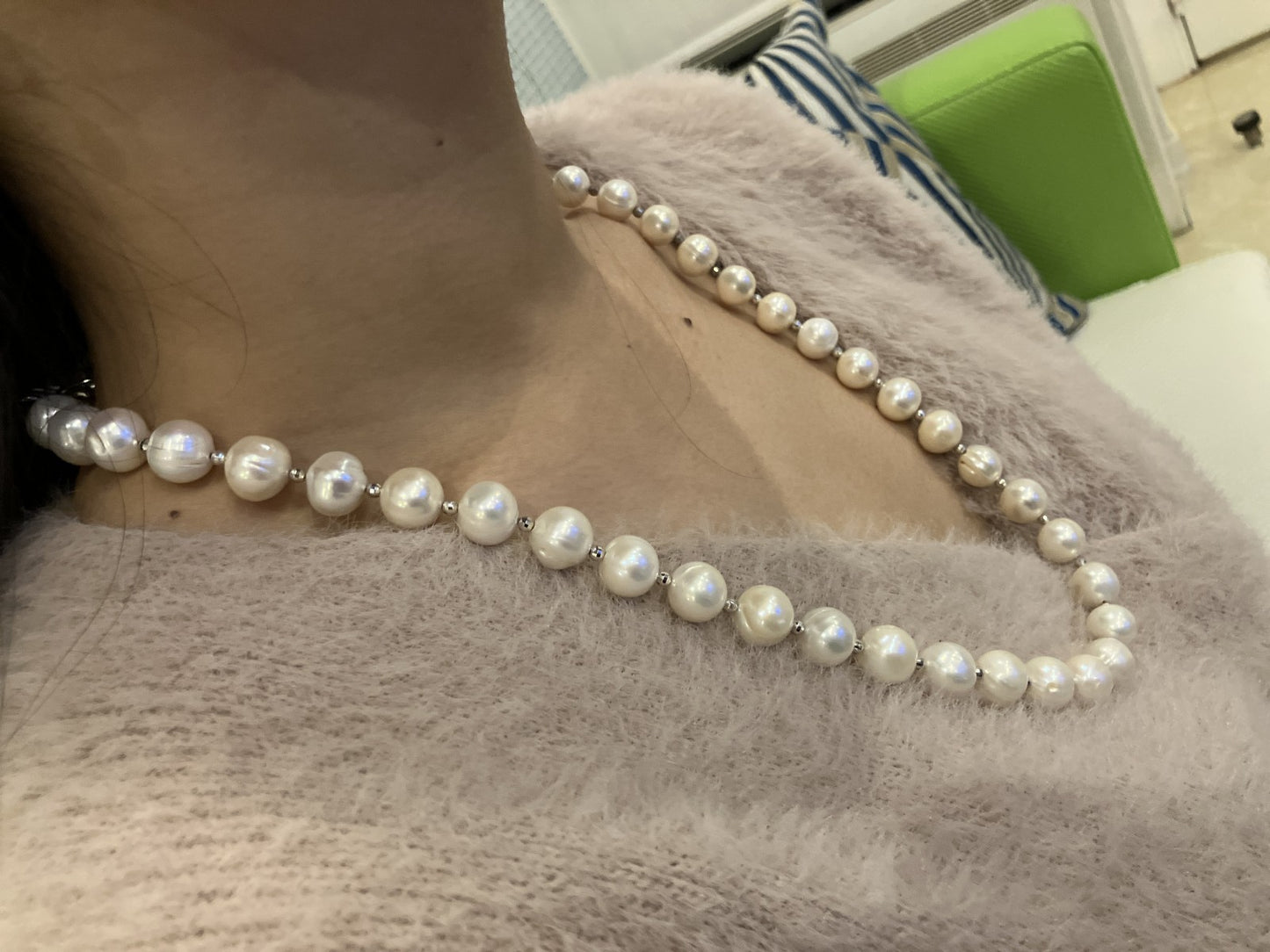 Cultured Pearl Necklace Bracelet 10–11mm Silver 925 Clasp 95.9g With Box