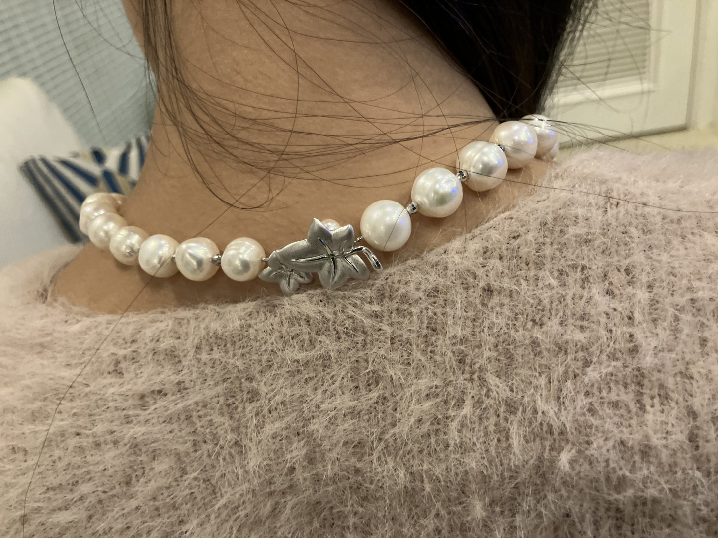 Cultured Pearl Necklace Bracelet 10–11mm Silver 925 Clasp 95.9g With Box