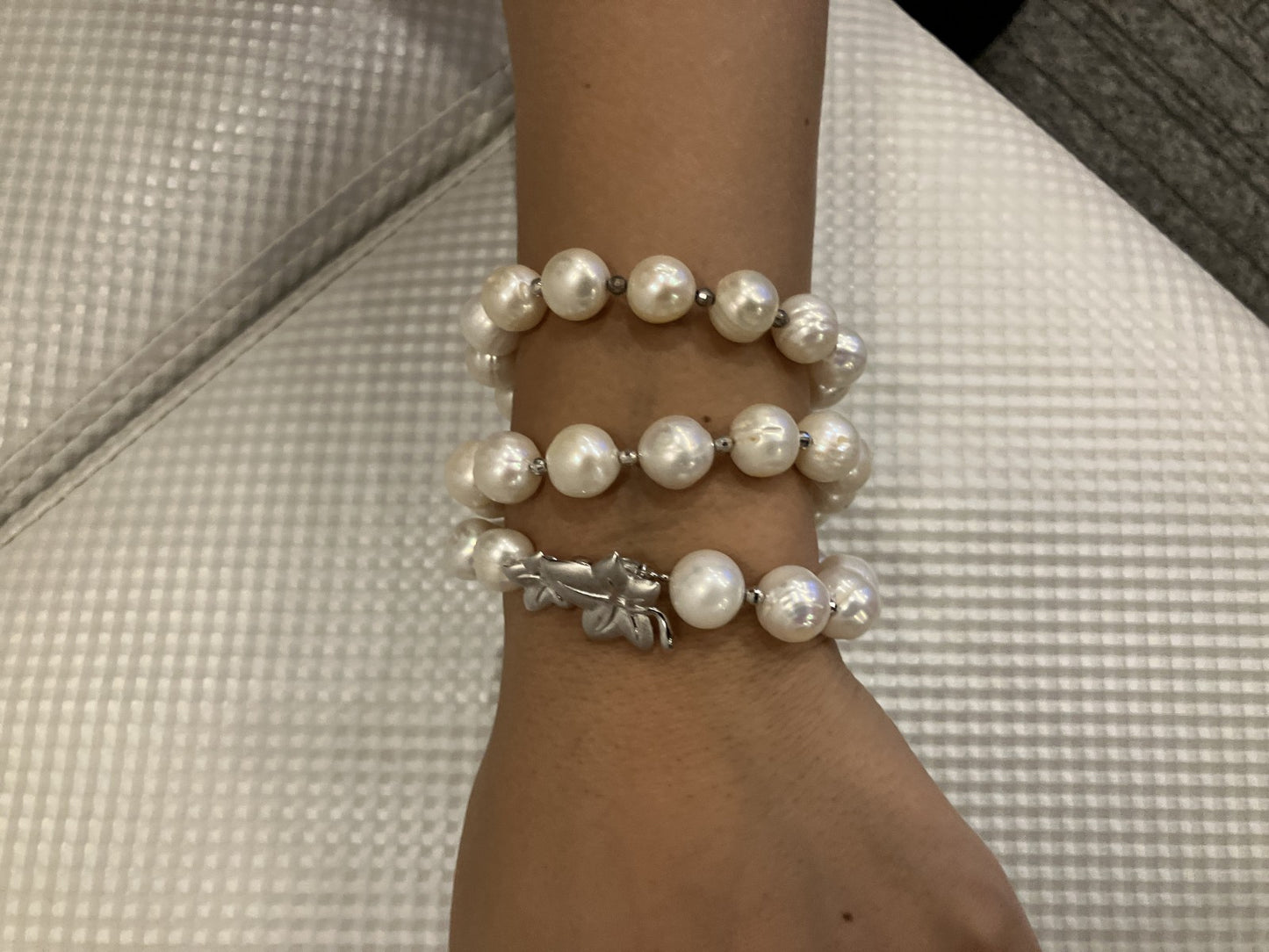 Cultured Pearl Necklace Bracelet 10–11mm Silver 925 Clasp 95.9g With Box