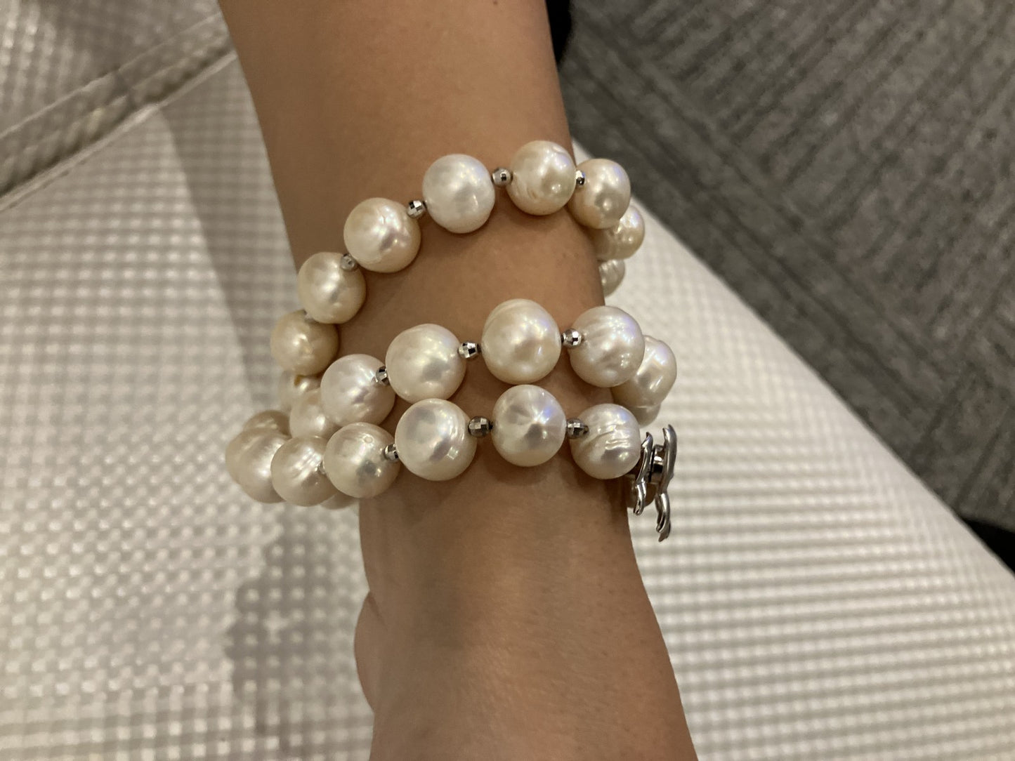 Cultured Pearl Necklace Bracelet 10–11mm Silver 925 Clasp 95.9g With Box