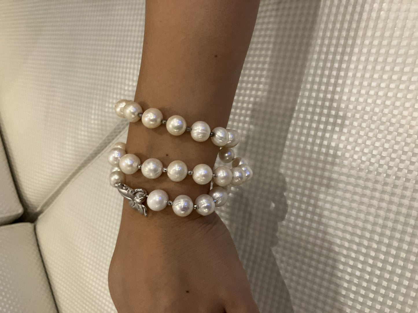 Cultured Pearl Necklace Bracelet 10–11mm Silver 925 Clasp 95.9g With Box