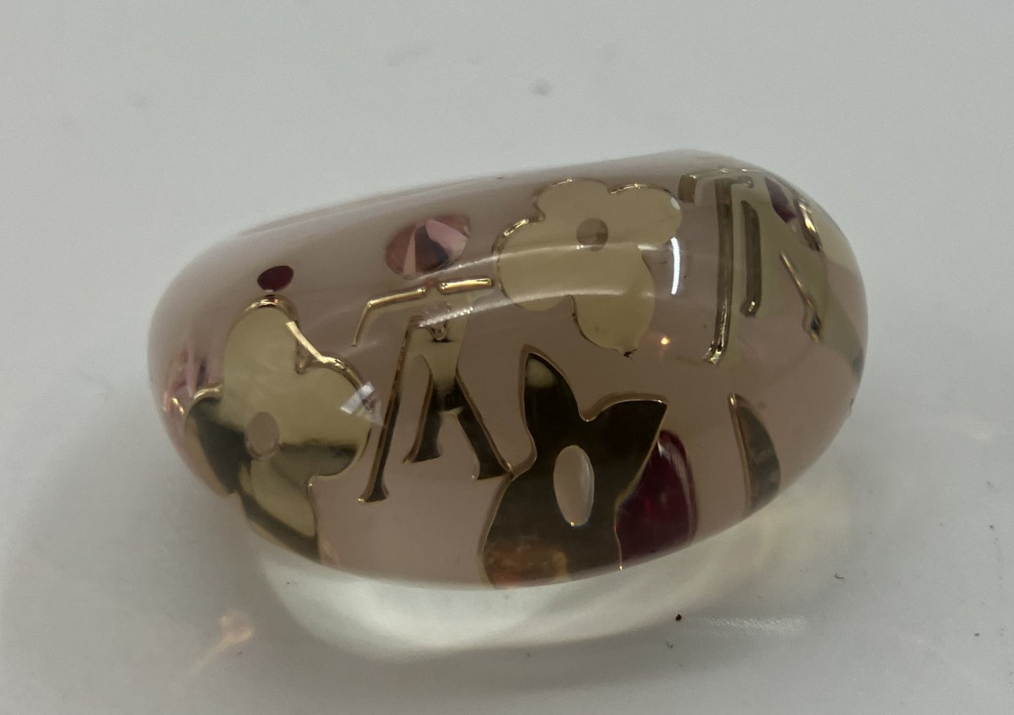 LOUIS VUITTON Burgundy Circle John (JP 16)(EU 56)(US 8) White x Clear Ring