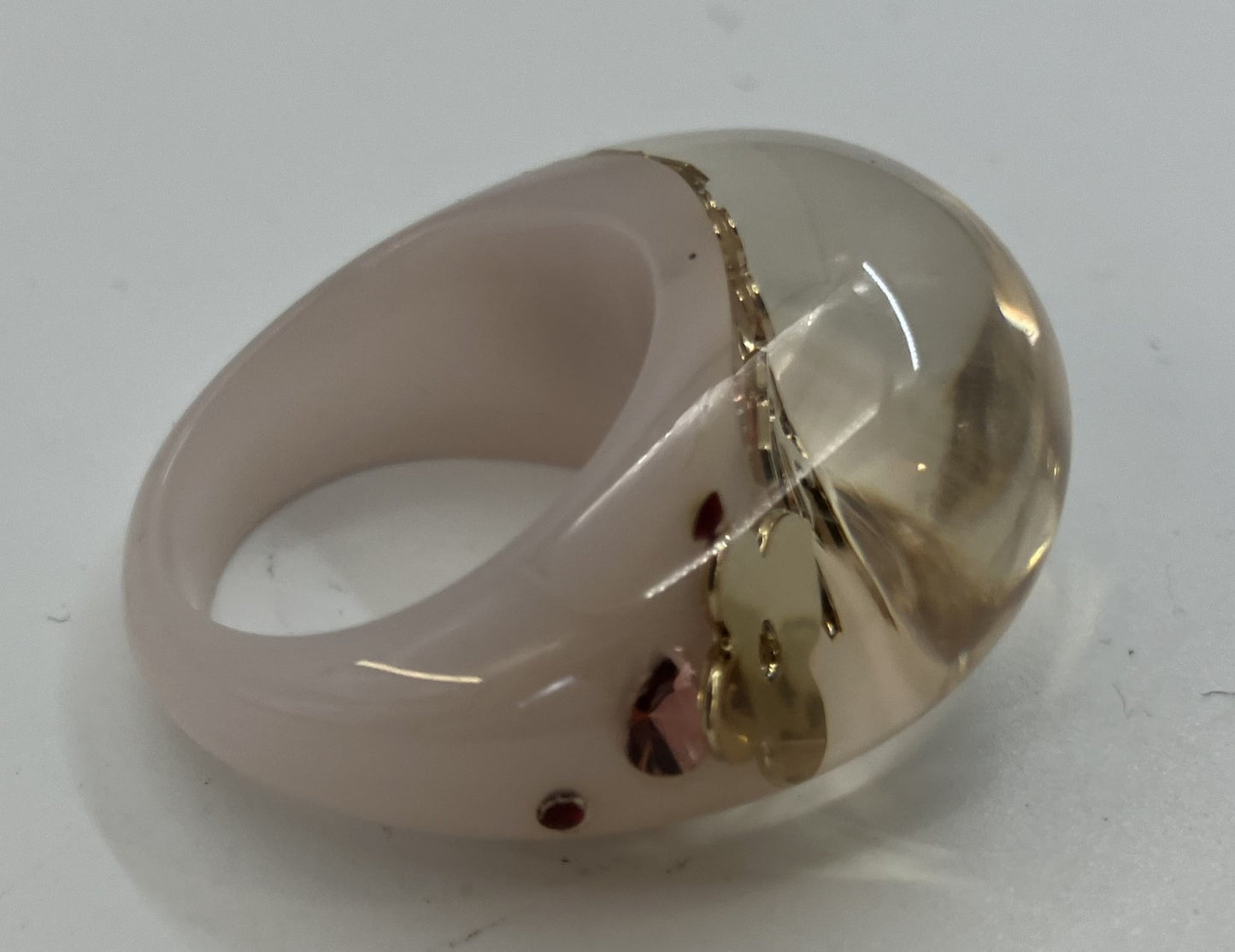 LOUIS VUITTON Burgundy Circle John (JP 16)(EU 56)(US 8) White x Clear Ring