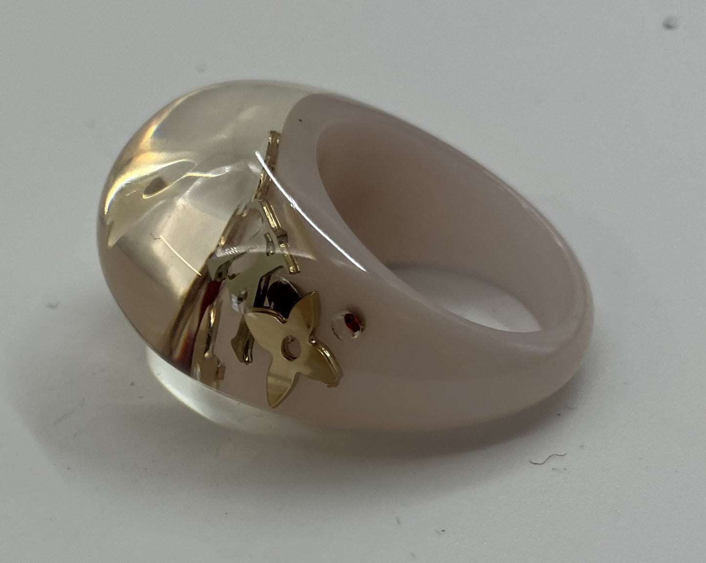 LOUIS VUITTON Burgundy Circle John (JP 16)(EU 56)(US 8) White x Clear Ring