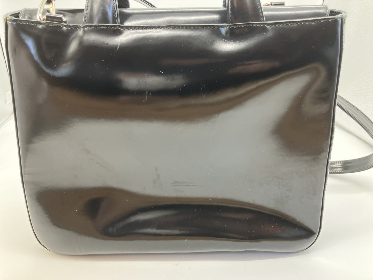 Gucci Interlocking G Black Patent Leather 2Way Shoulder Hand Bag Vintage
