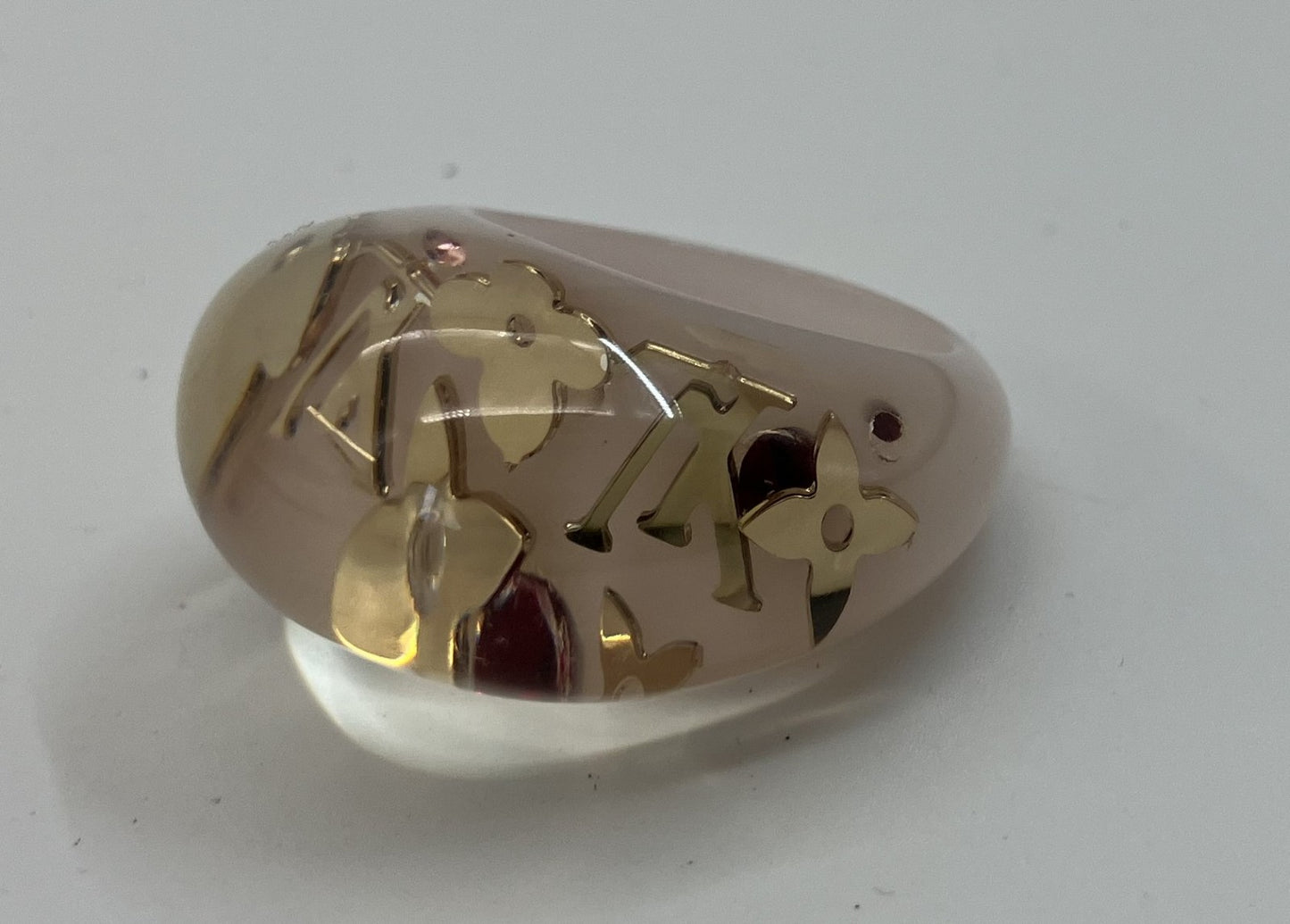 LOUIS VUITTON Burgundy Circle John (JP 16)(EU 56)(US 8) White x Clear Ring