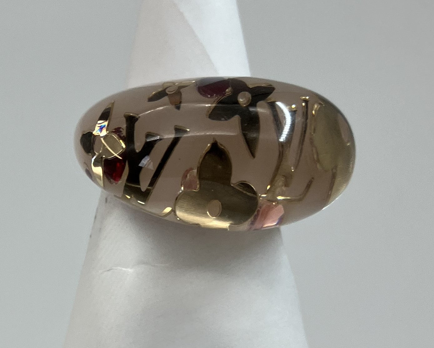 LOUIS VUITTON Burgundy Circle John (JP 16)(EU 56)(US 8) White x Clear Ring