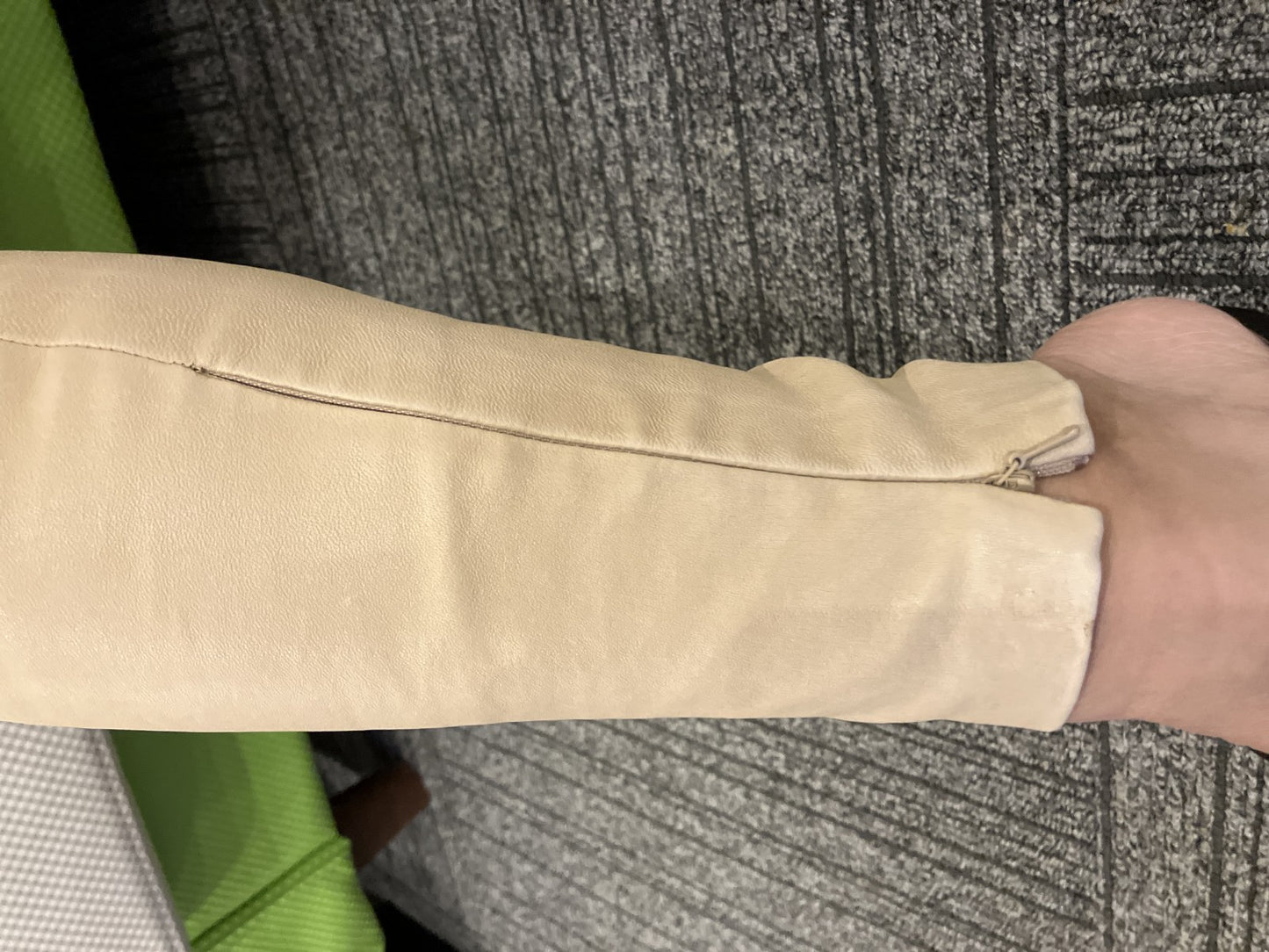 BALENCIAGA Lamb Leather Pants Beige Size 38 Genuine Leather Zip Hem