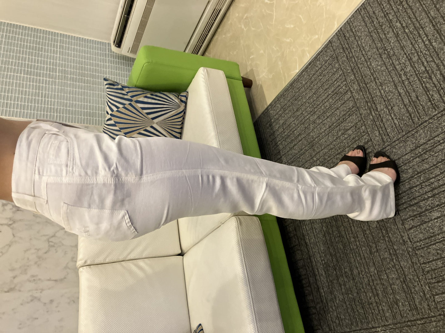 FENDI Jeans Women’s Pants White Linen Blend Made in Italy Straight Leg