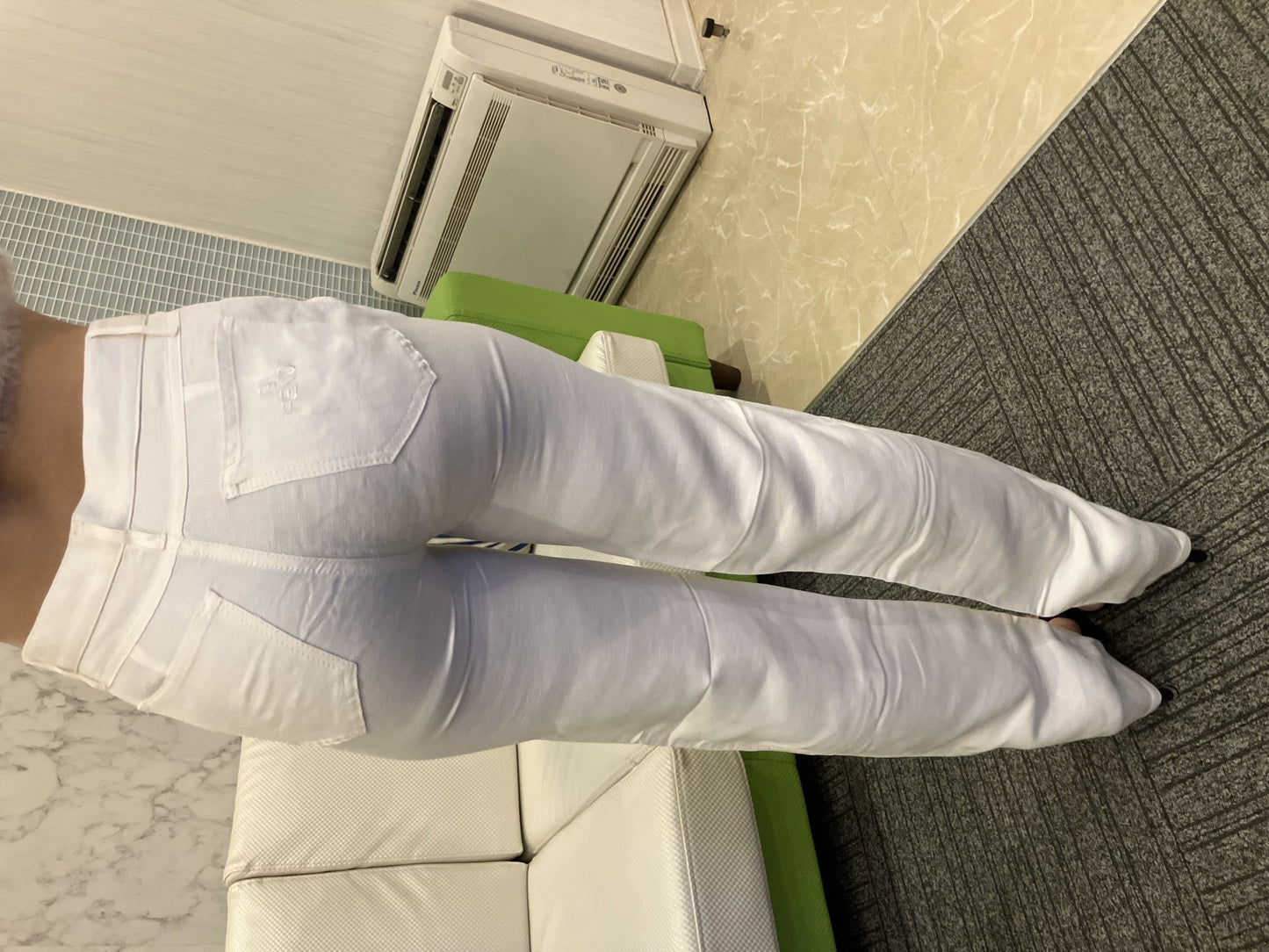 FENDI Jeans Women’s Pants White Linen Blend Made in Italy Straight Leg