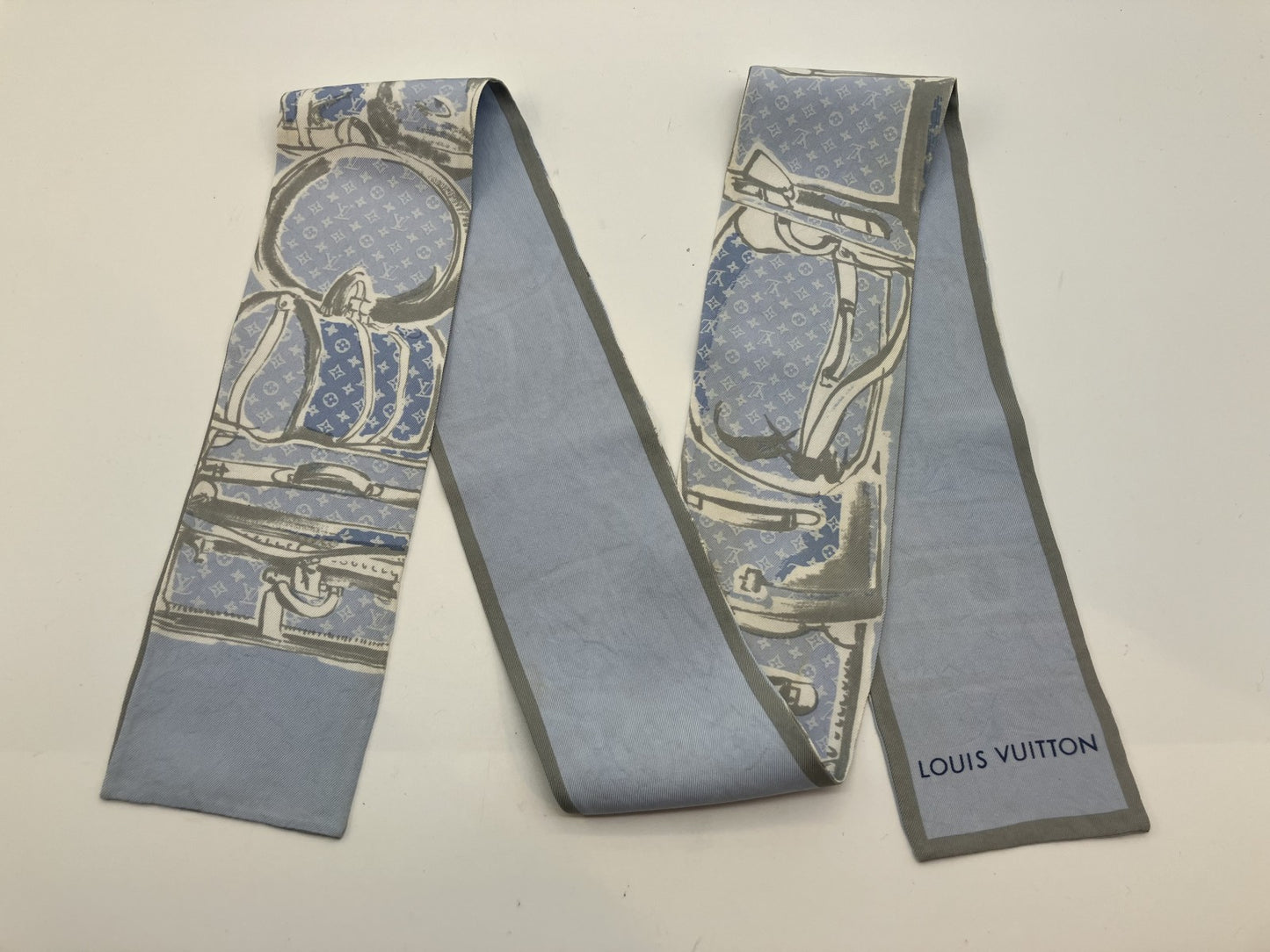 Louis Vuitton Bandeau Monogram Scarf Blue 116 x 8 cm (45.67 x 3.15 inch) Free Shipping 