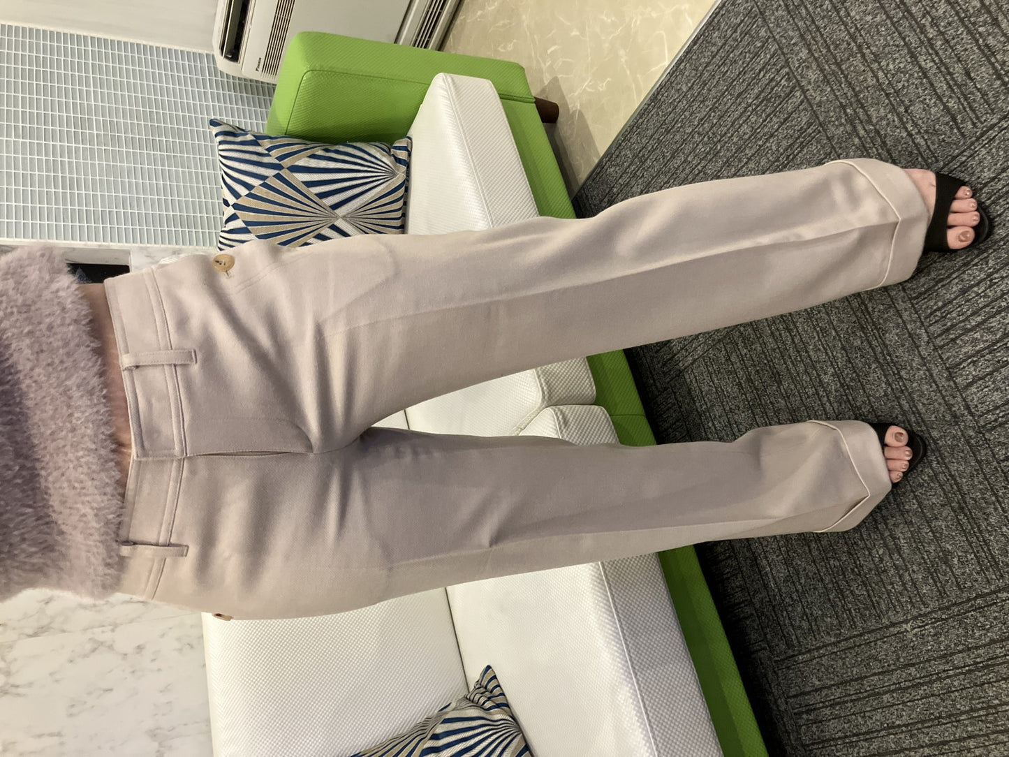 BURBERRY LONDON Women’s Pants Size 40 Ivory Cotton Stretch Trousers Japan Made