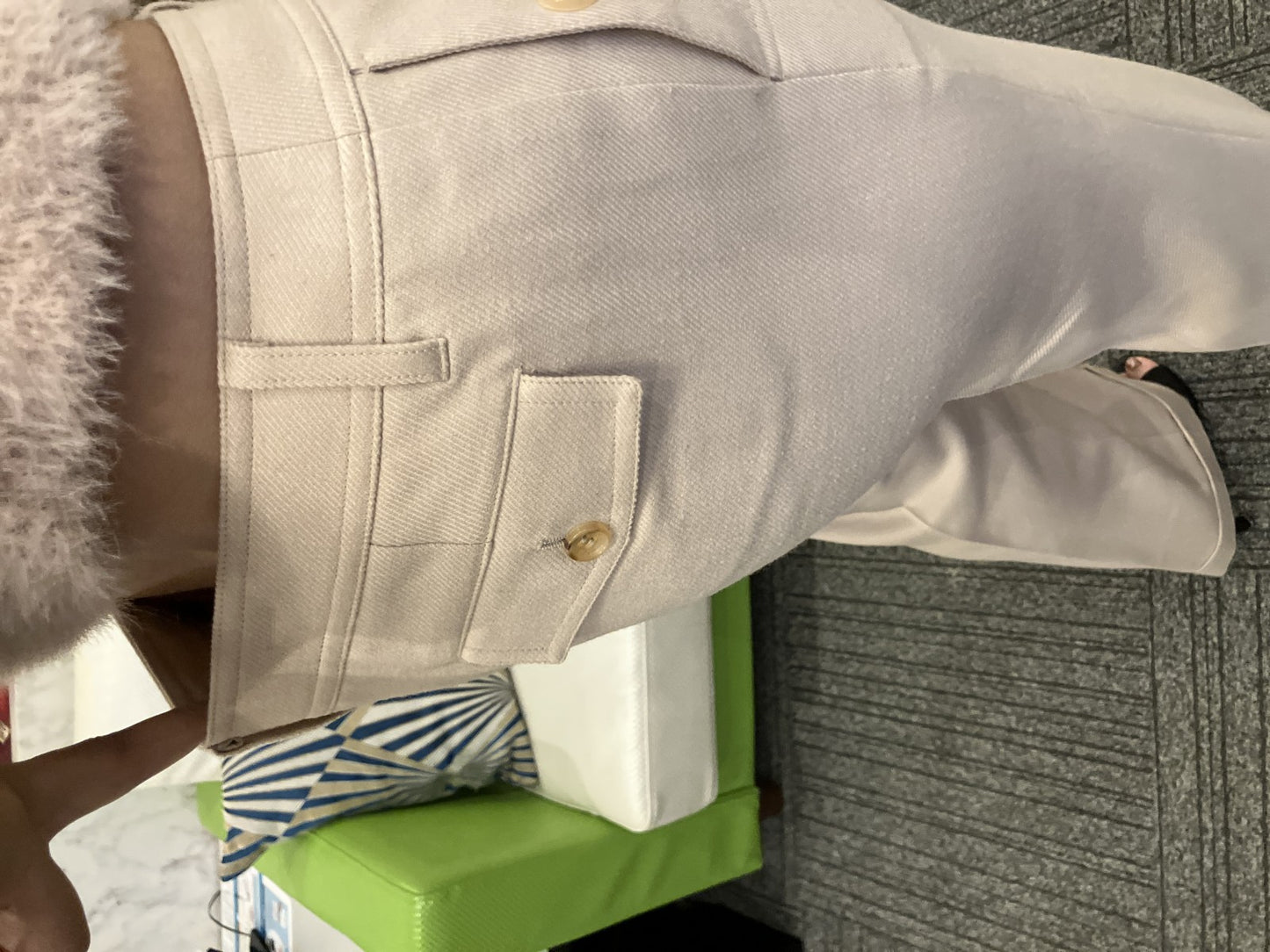 BURBERRY LONDON Women’s Pants Size 40 Ivory Cotton Stretch Trousers Japan Made