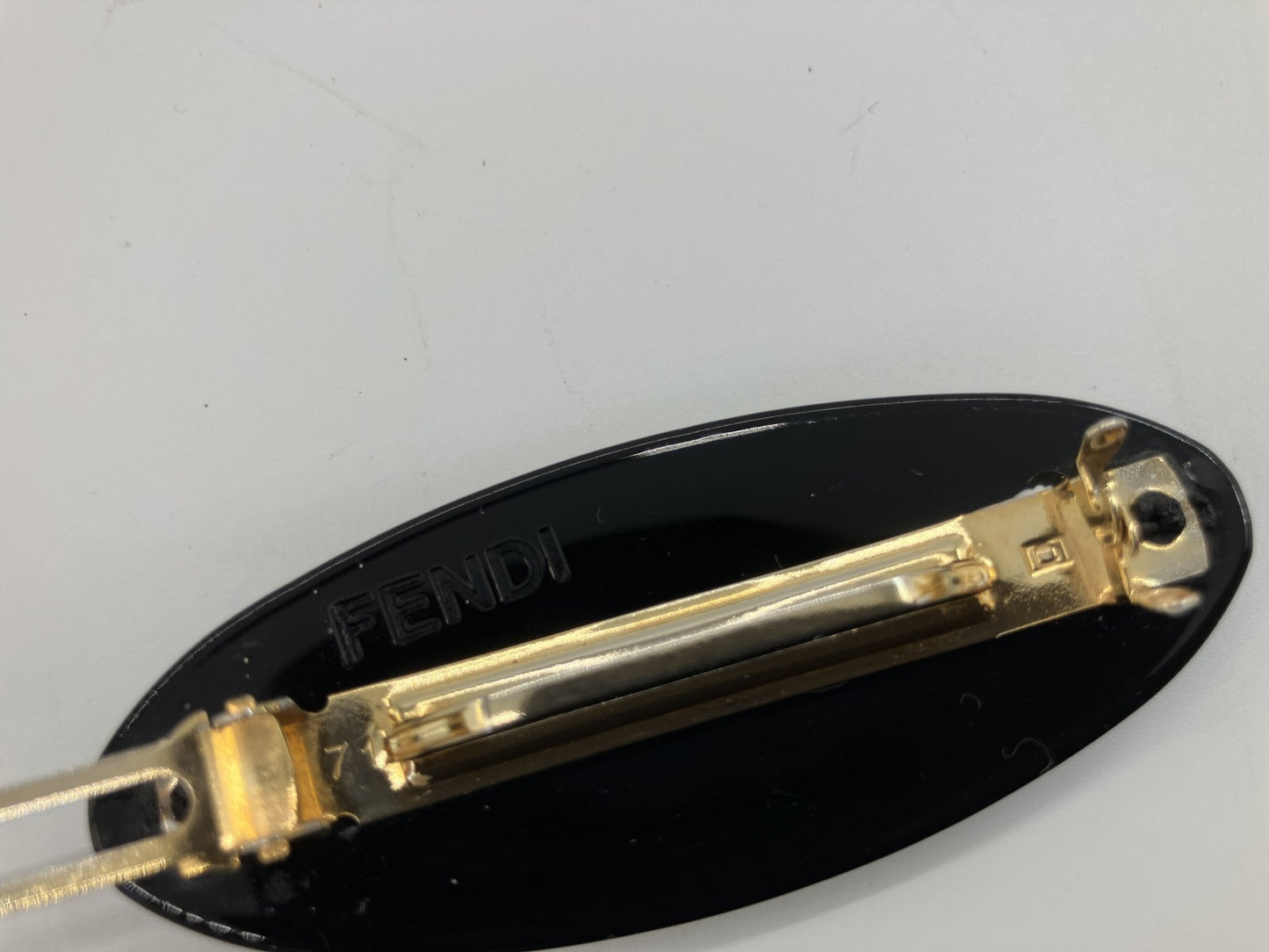 FENDI FF Logo Black Gold Hair Barrette Hair Clip Vintage Italy