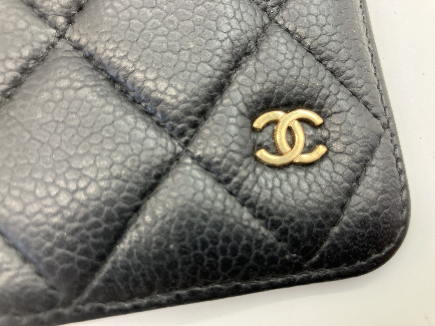 CHANEL Matelasse Caviar Leather iPhone 12 13 14 15 Wallet Case Black 31XX