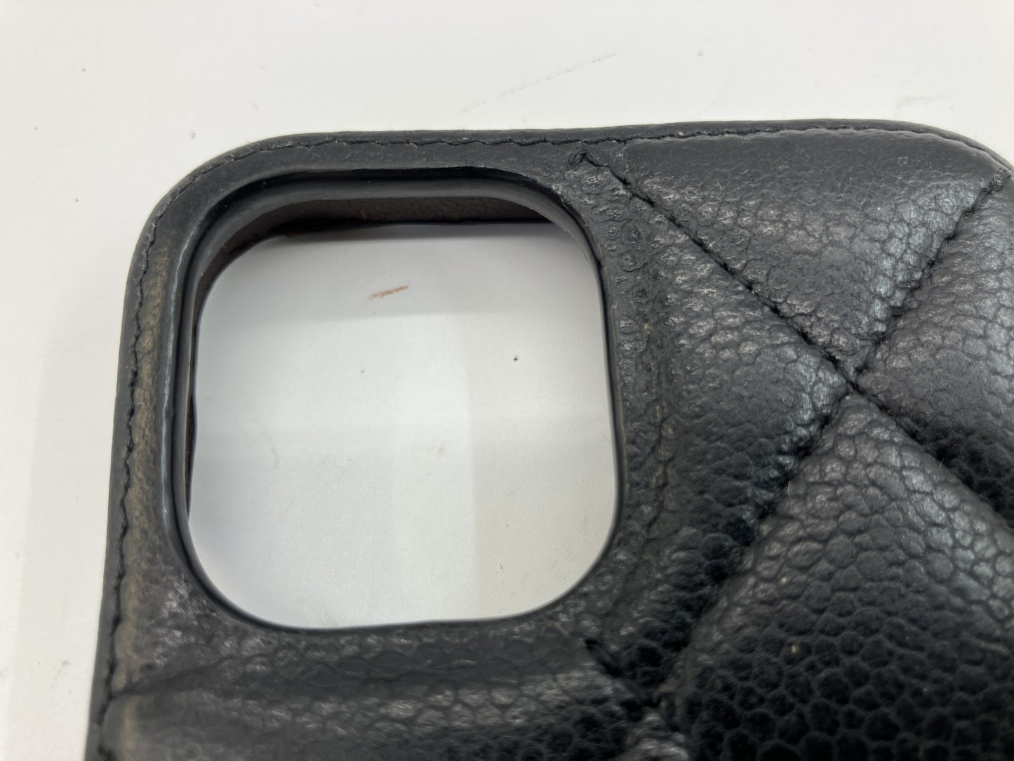 CHANEL Matelasse Caviar Leather iPhone 12 13 14 15 Wallet Case Black 31XX