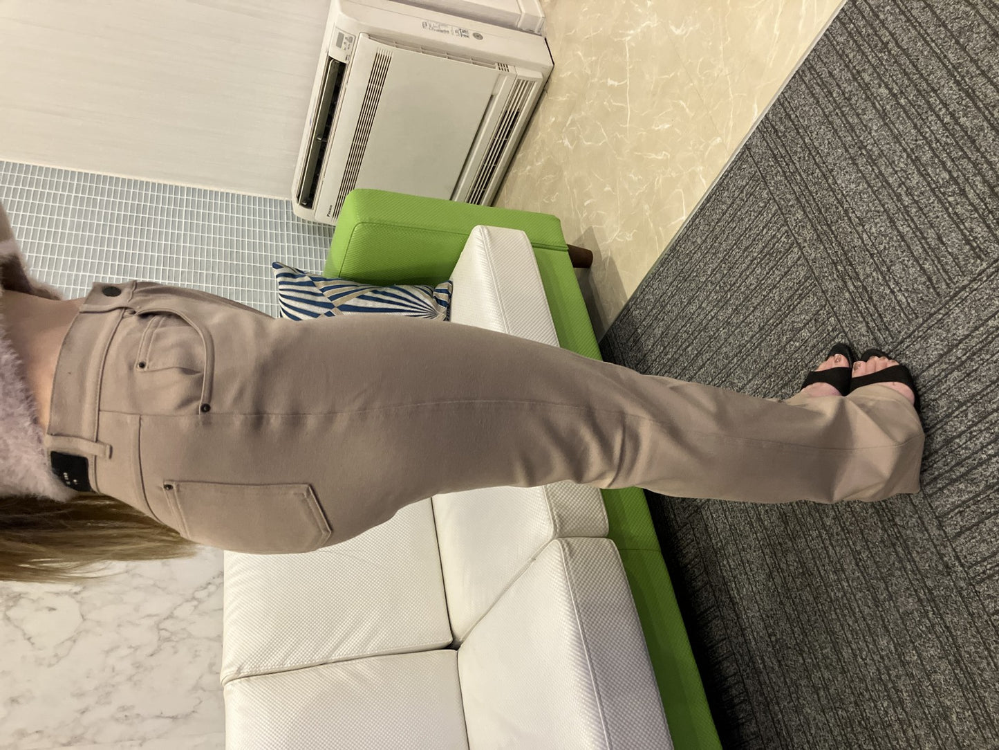 Max Mara Weekend Pants Trousers Greige Beige Stretch Size 36 Zip Fly