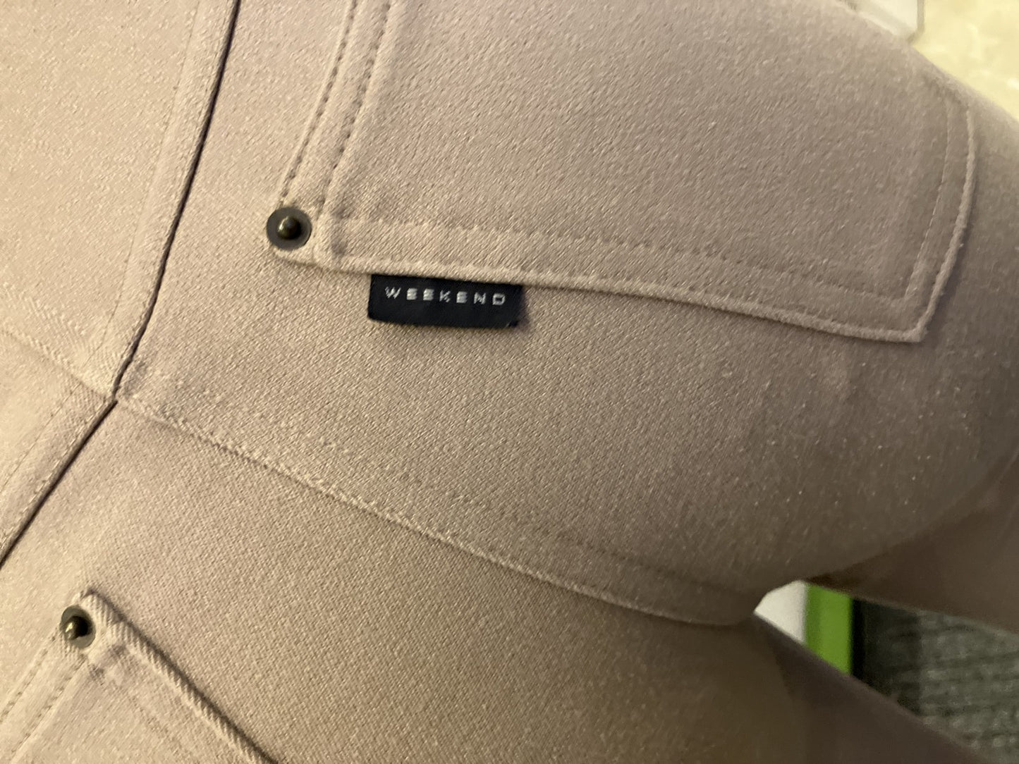 Max Mara Weekend Pants Trousers Greige Beige Stretch Size 36 Zip Fly