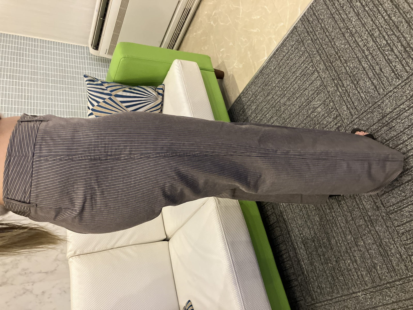 Max Mara Pants Size 40 Striped Cotton Ramie Blend Wide-Leg Flare