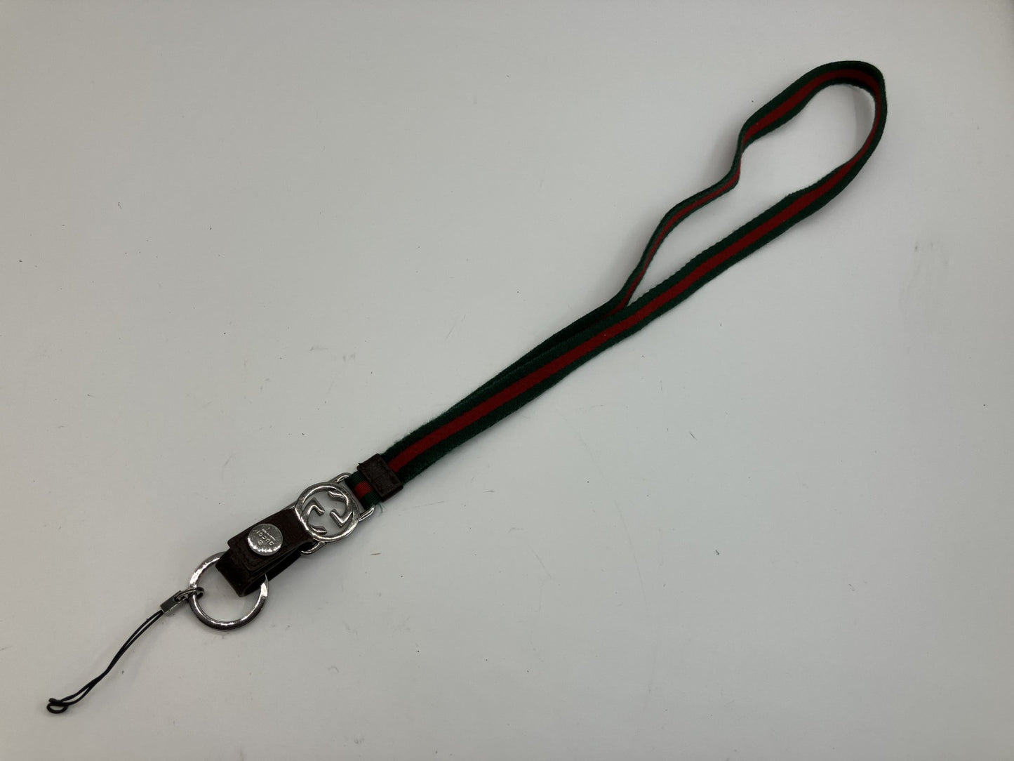 GUCCI Web Sherry Line Neck Strap Phone Holder Keychain GG Italy