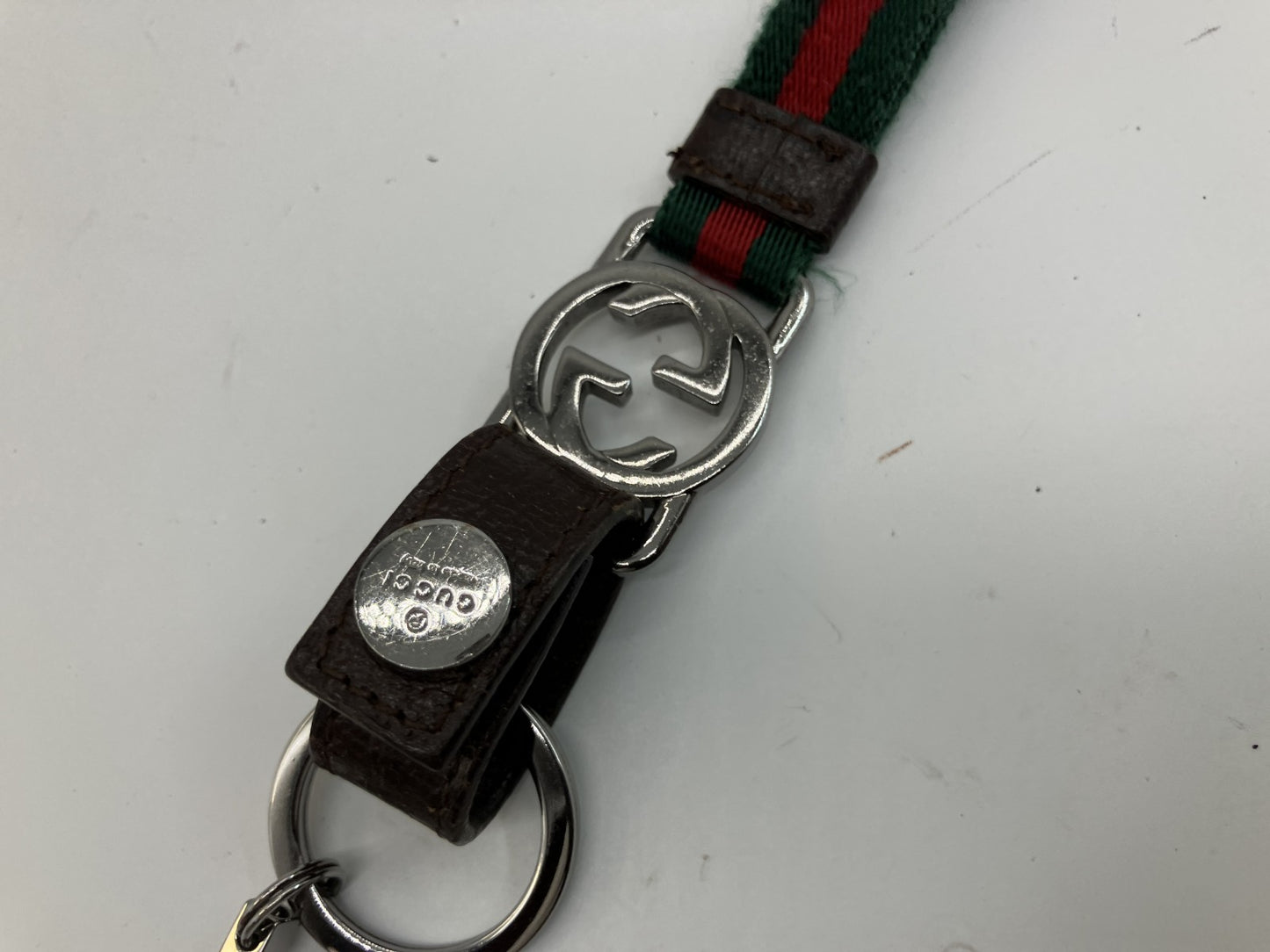 GUCCI Web Sherry Line Neck Strap Phone Holder Keychain GG Italy