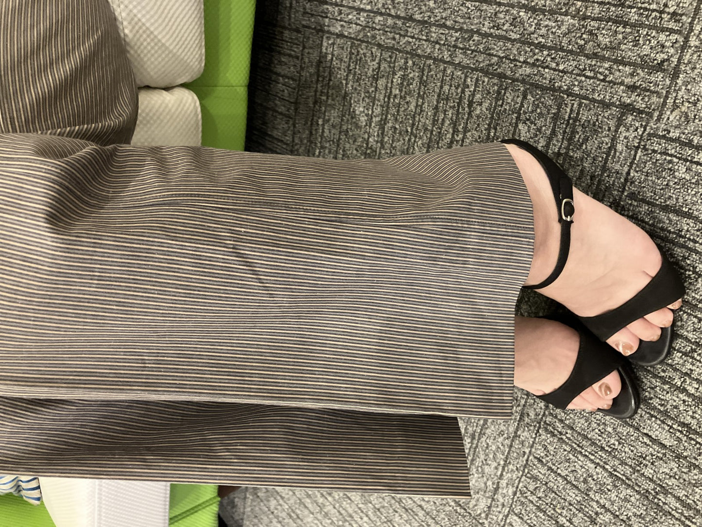 Max Mara Pants Size 40 Striped Cotton Ramie Blend Wide-Leg Flare