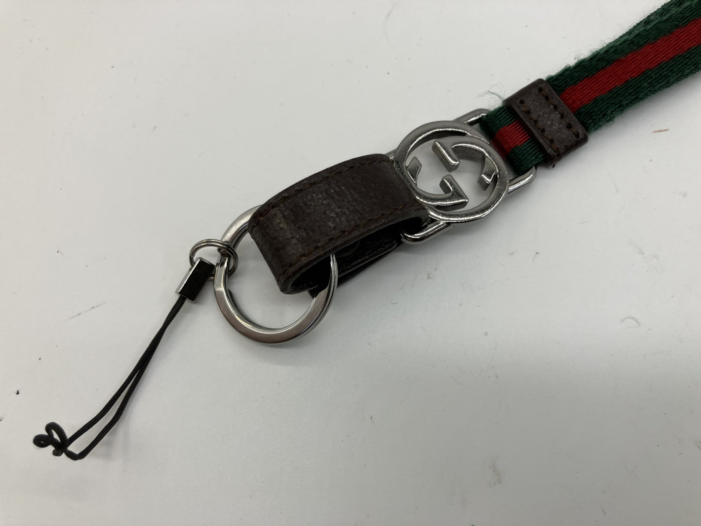 GUCCI Web Sherry Line Neck Strap Phone Holder Keychain GG Italy