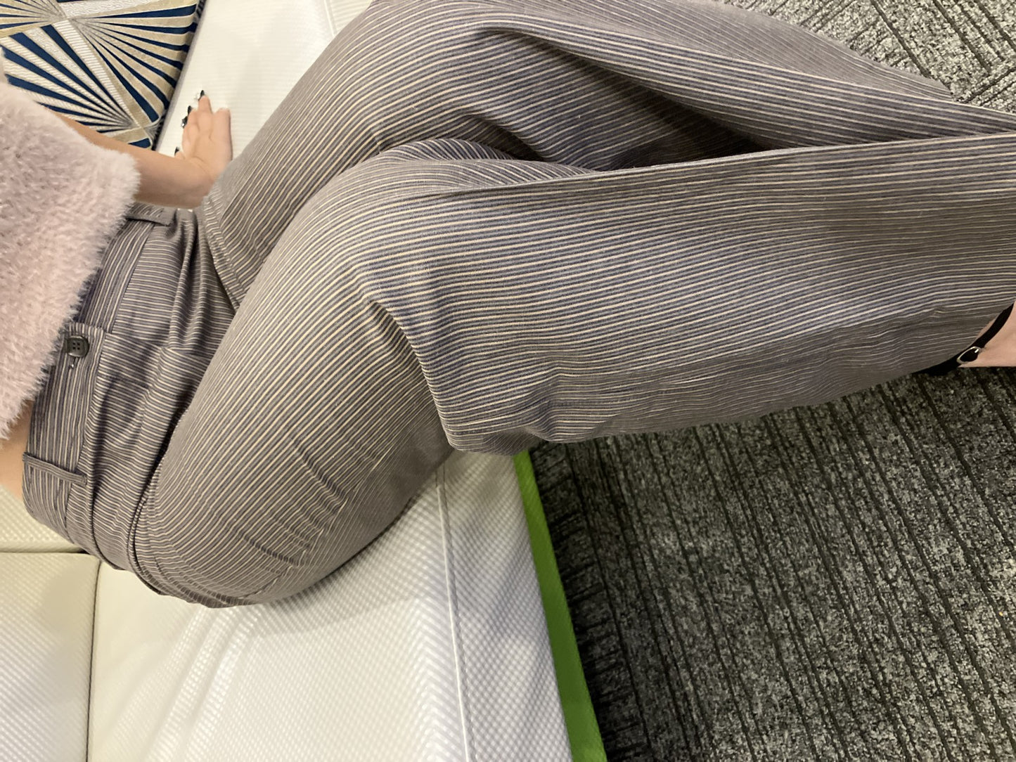 Max Mara Pants Size 40 Striped Cotton Ramie Blend Wide-Leg Flare