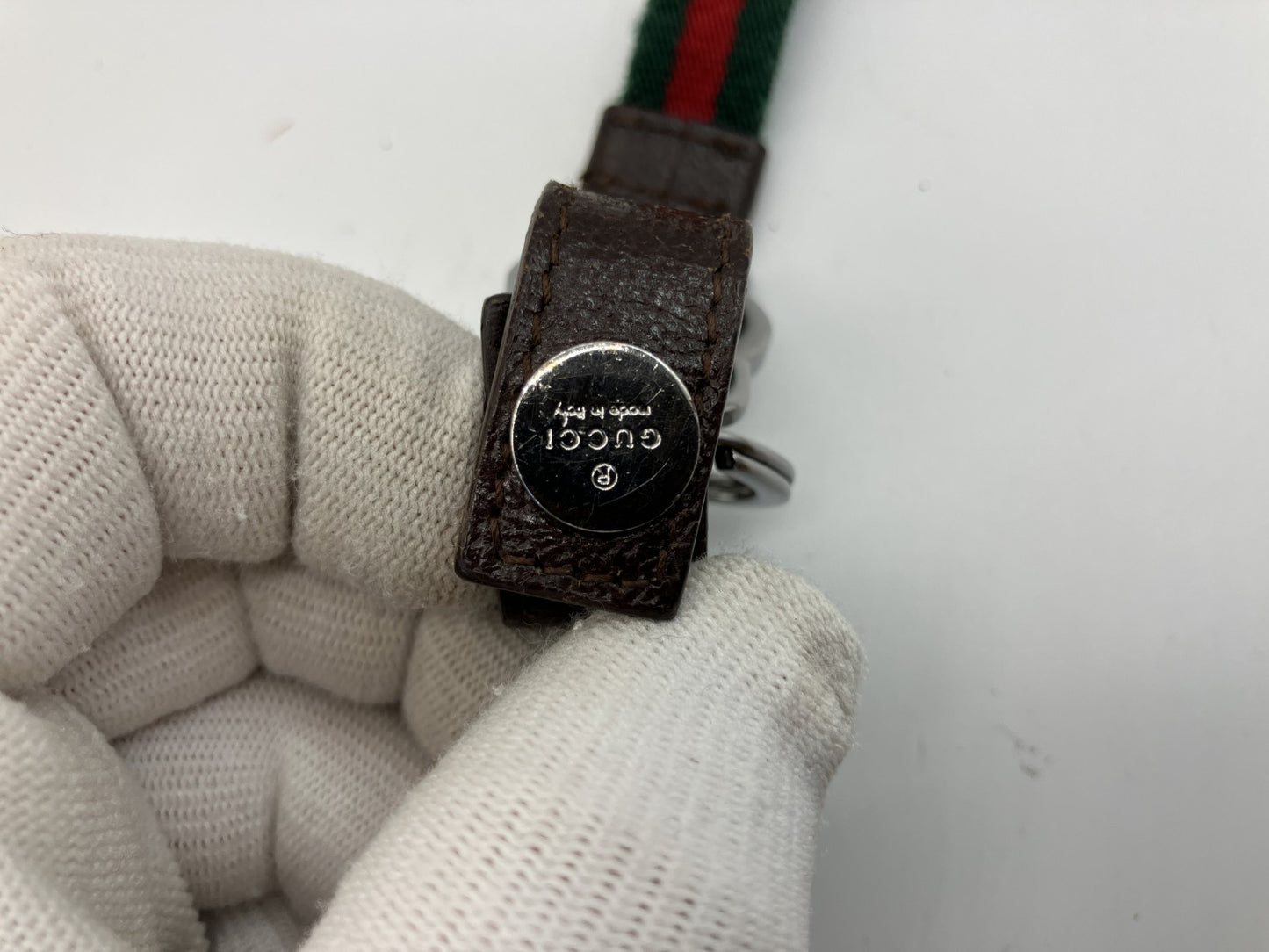 GUCCI Web Sherry Line Neck Strap Phone Holder Keychain GG Italy