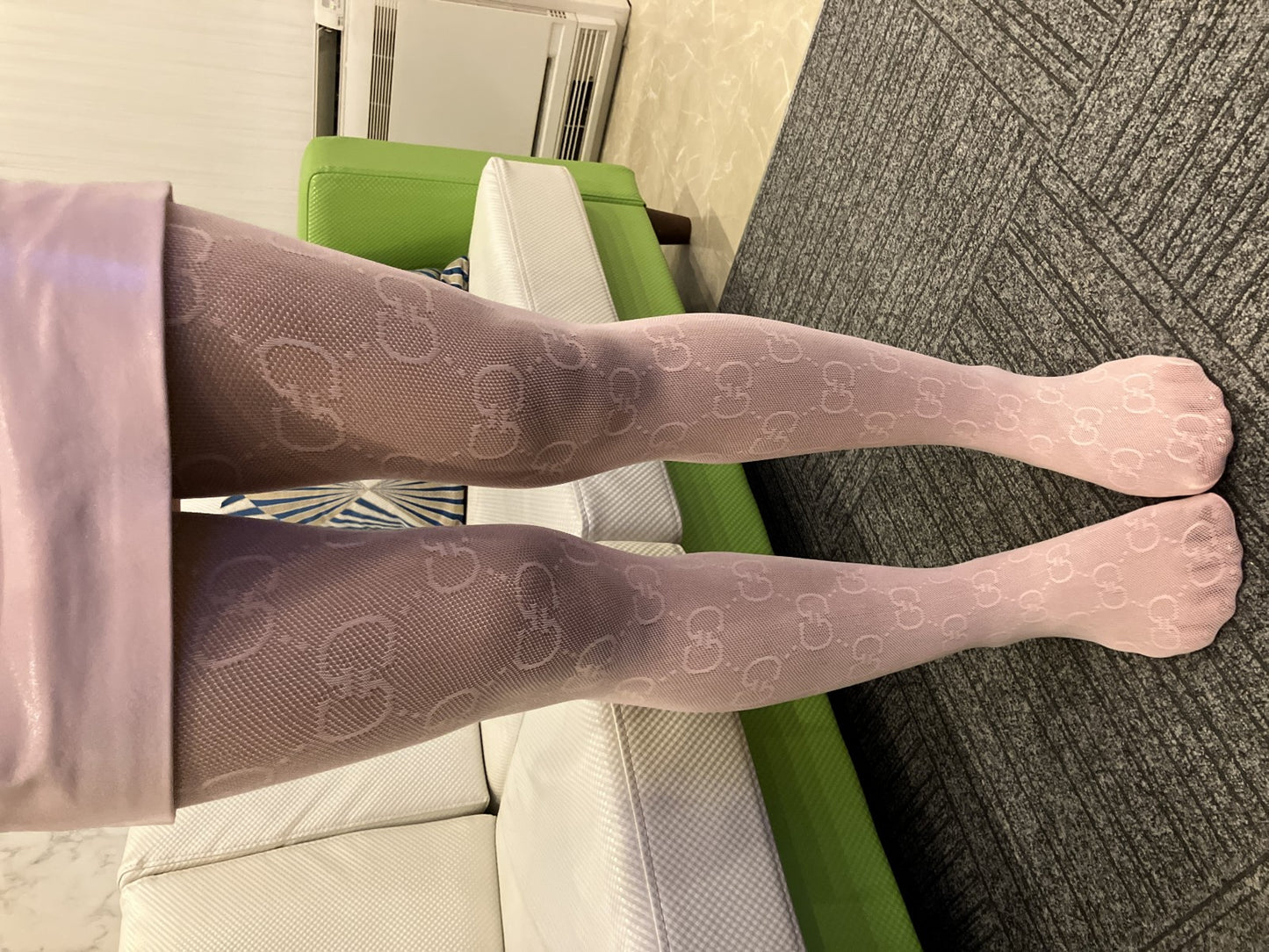 GUCCI Pink Stockings GG Logo Pattern Tights