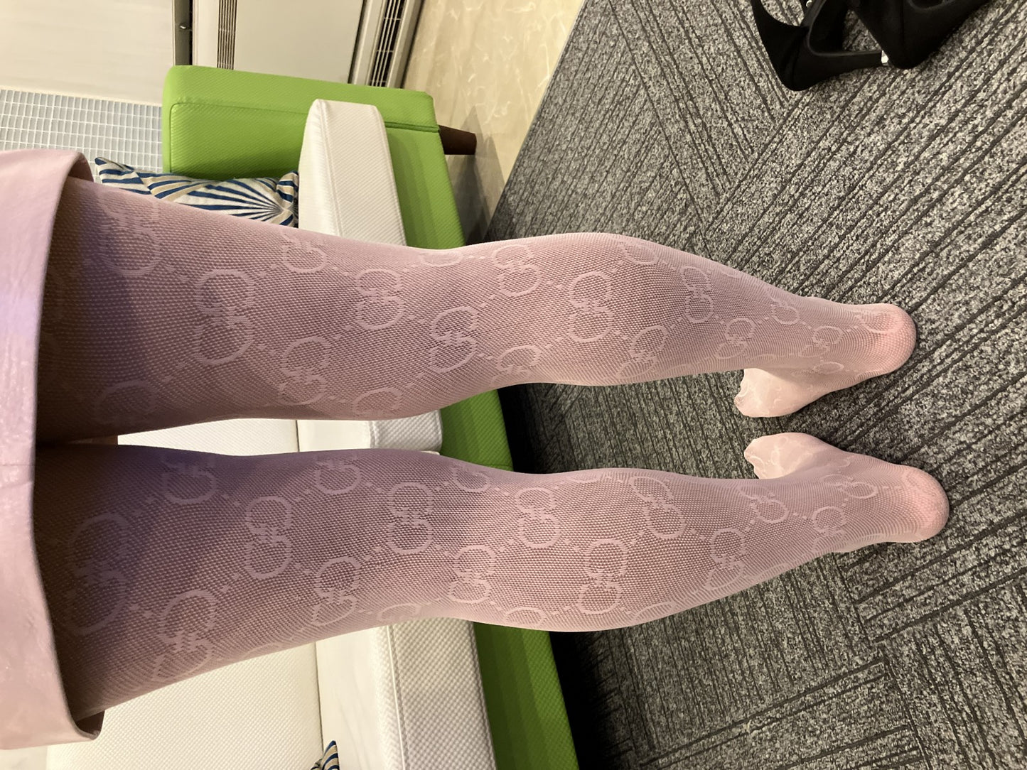 GUCCI Pink Stockings GG Logo Pattern Tights